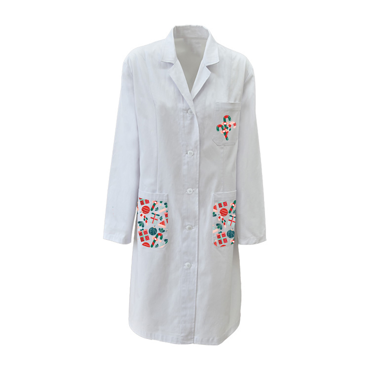 Camice bianco Natalizio ospedaliero lavoro Donna medico dottore veterinario bottoni pediatra laboratorio