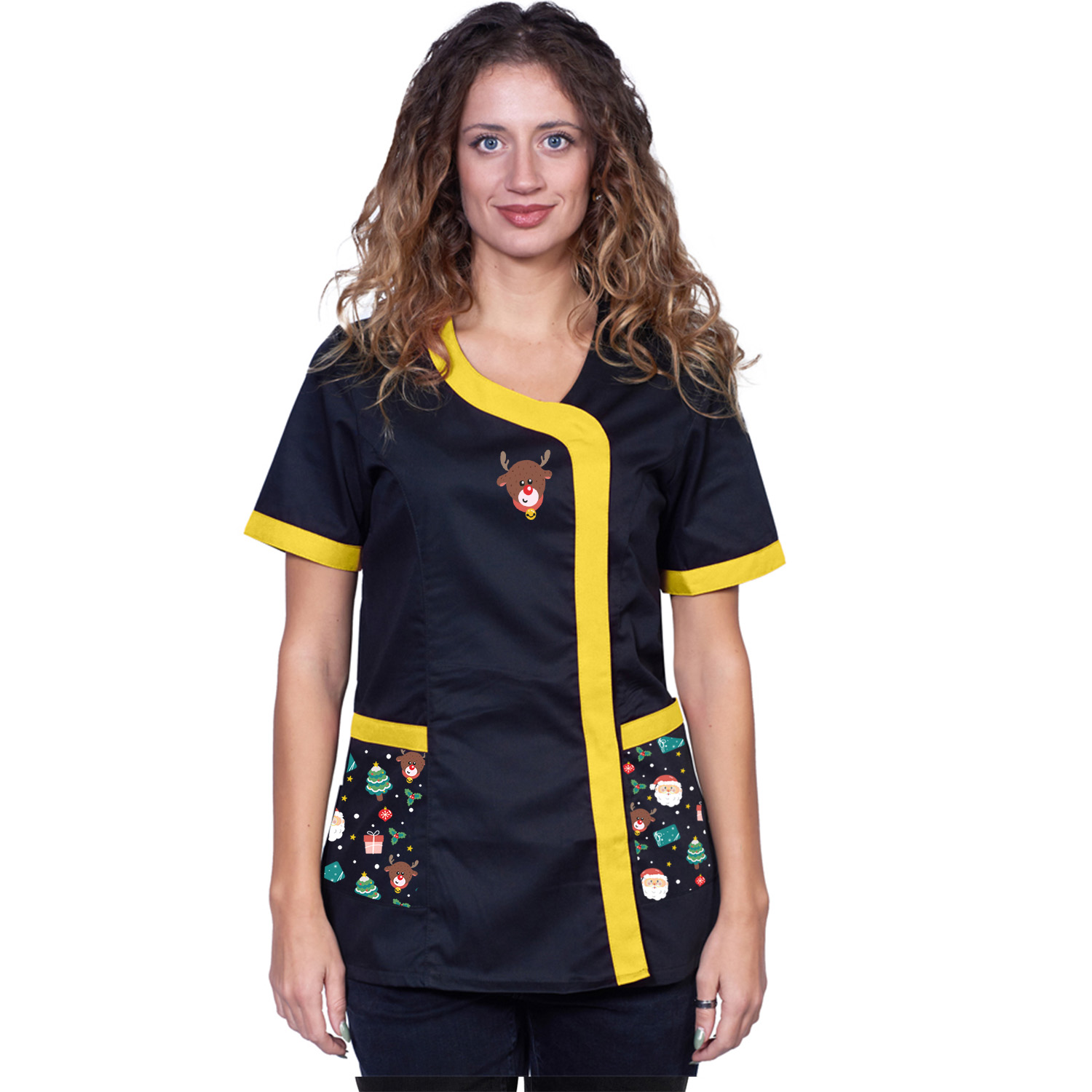 Abrigo navideño para peluquera esteticista - Personalizable con tu nombre o logo