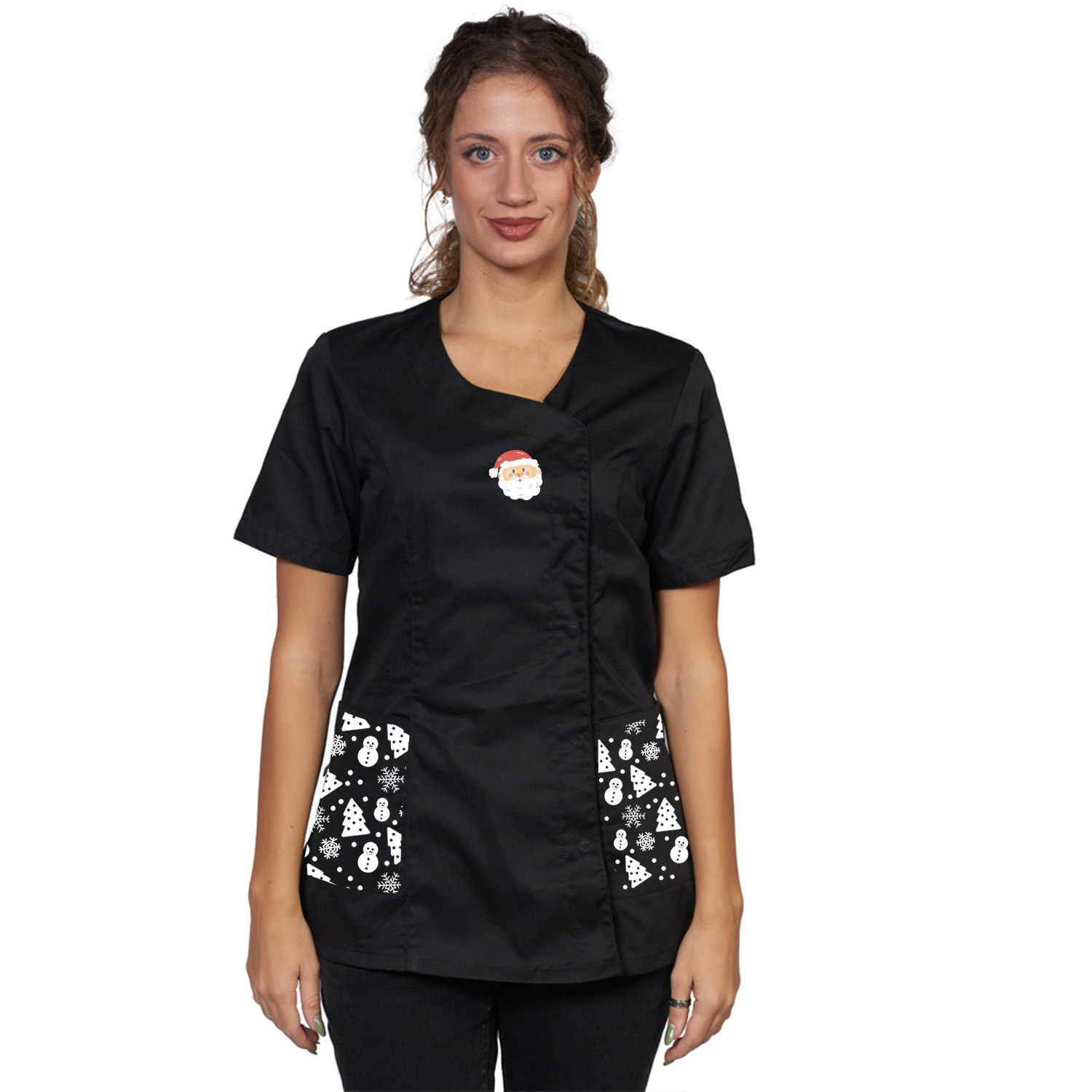 Abrigo navideño para peluquera esteticista - Personalizable con tu nombre o logo