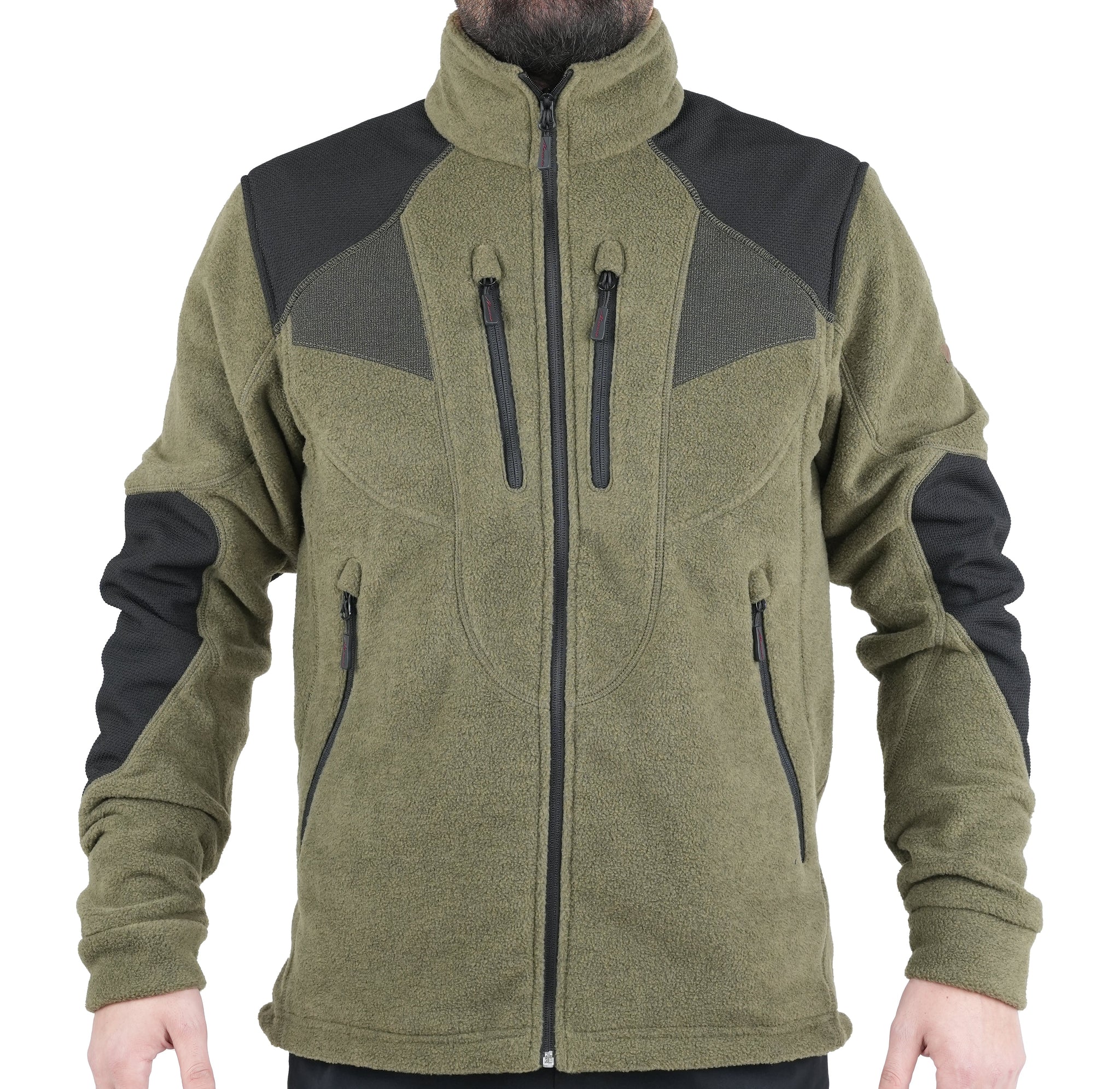 Giacca giubbino pile idrorepellente elasticizzata caccia neve montagna antistrappo antivento cappuccio staccabile