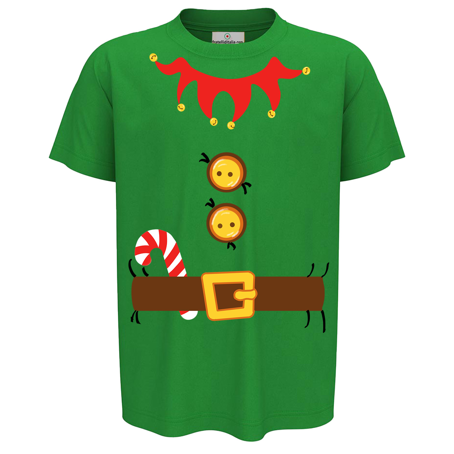 T-Shirt maglia mezza manica bambino girocollo Babbo Natale elfo infanzia abbigliamento Natalizio bambini