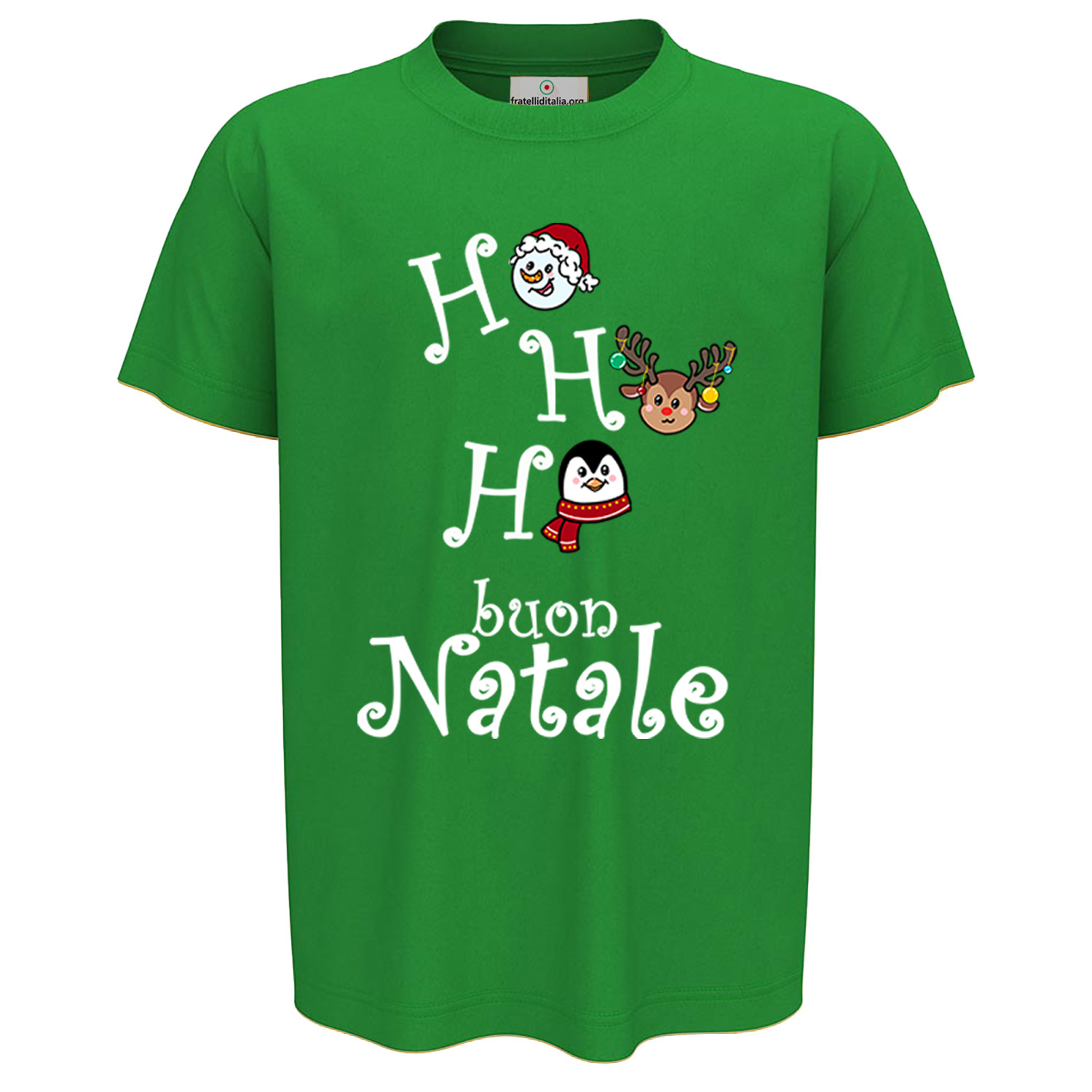T-shirt maglia bambino unisex mezza manica girocollo stampa natalizia Buon Natale rossa