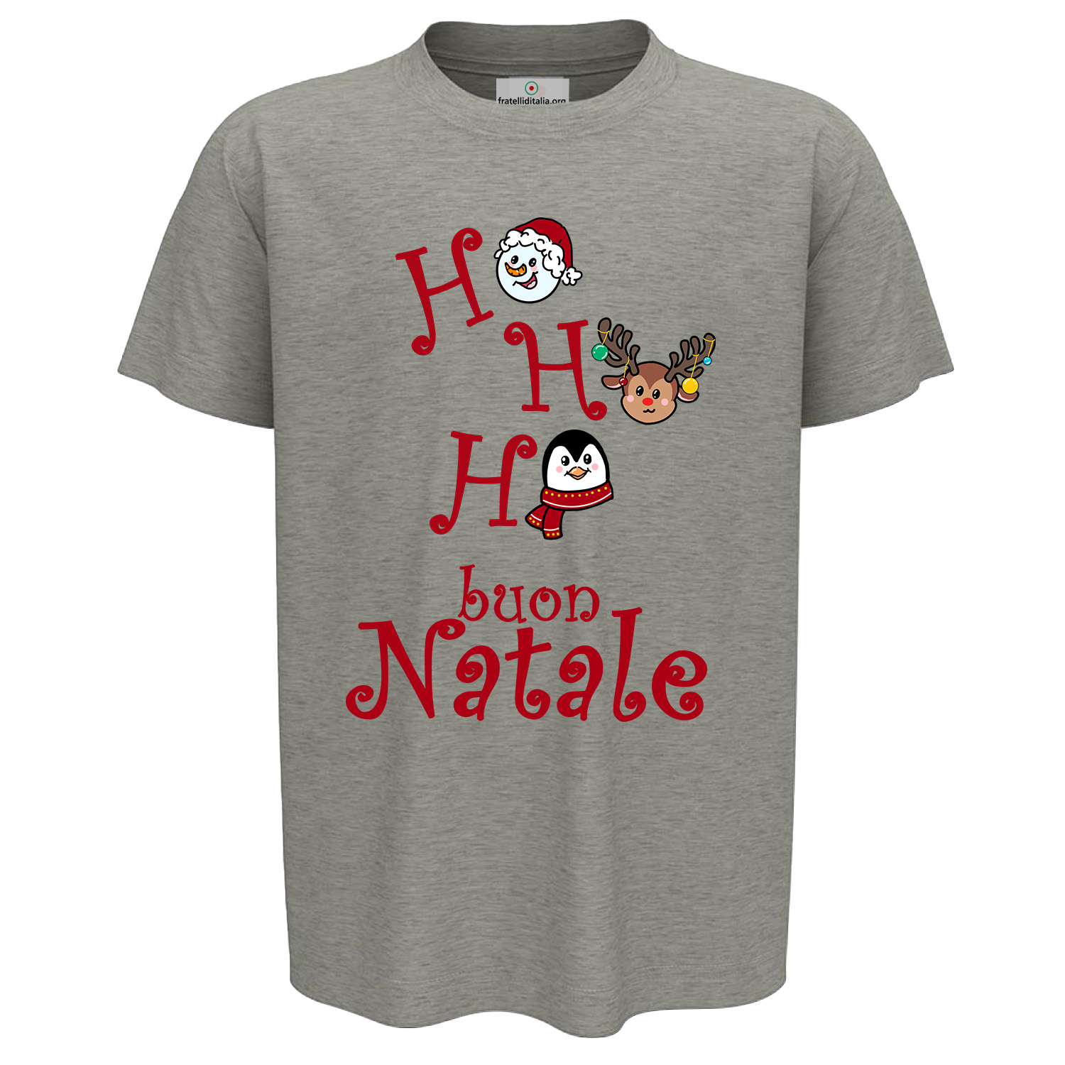T-shirt maglia bambino unisex mezza manica girocollo stampa natalizia Buon Natale rossa