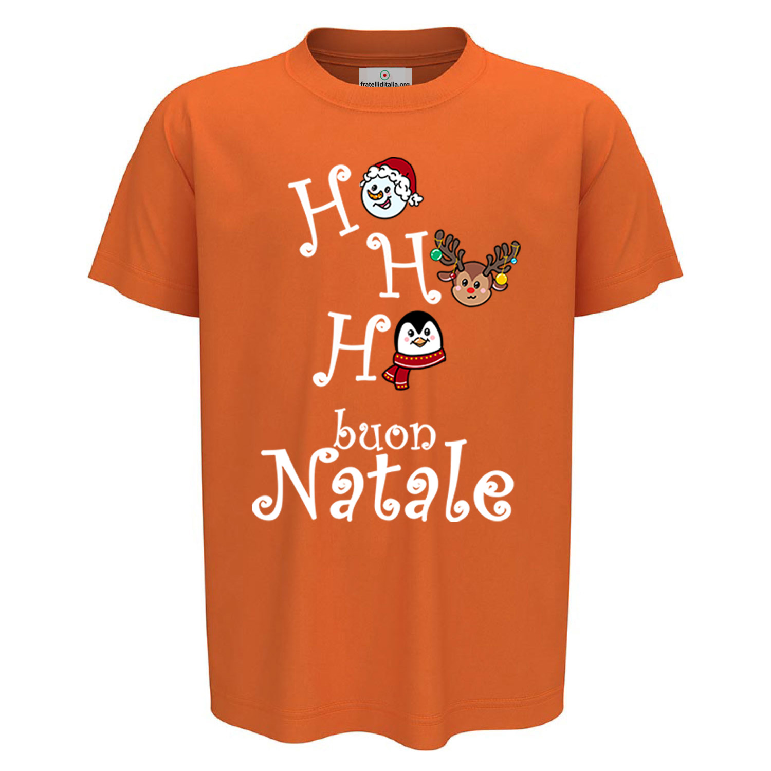 T-shirt maglia bambino unisex mezza manica girocollo stampa natalizia Buon Natale rossa