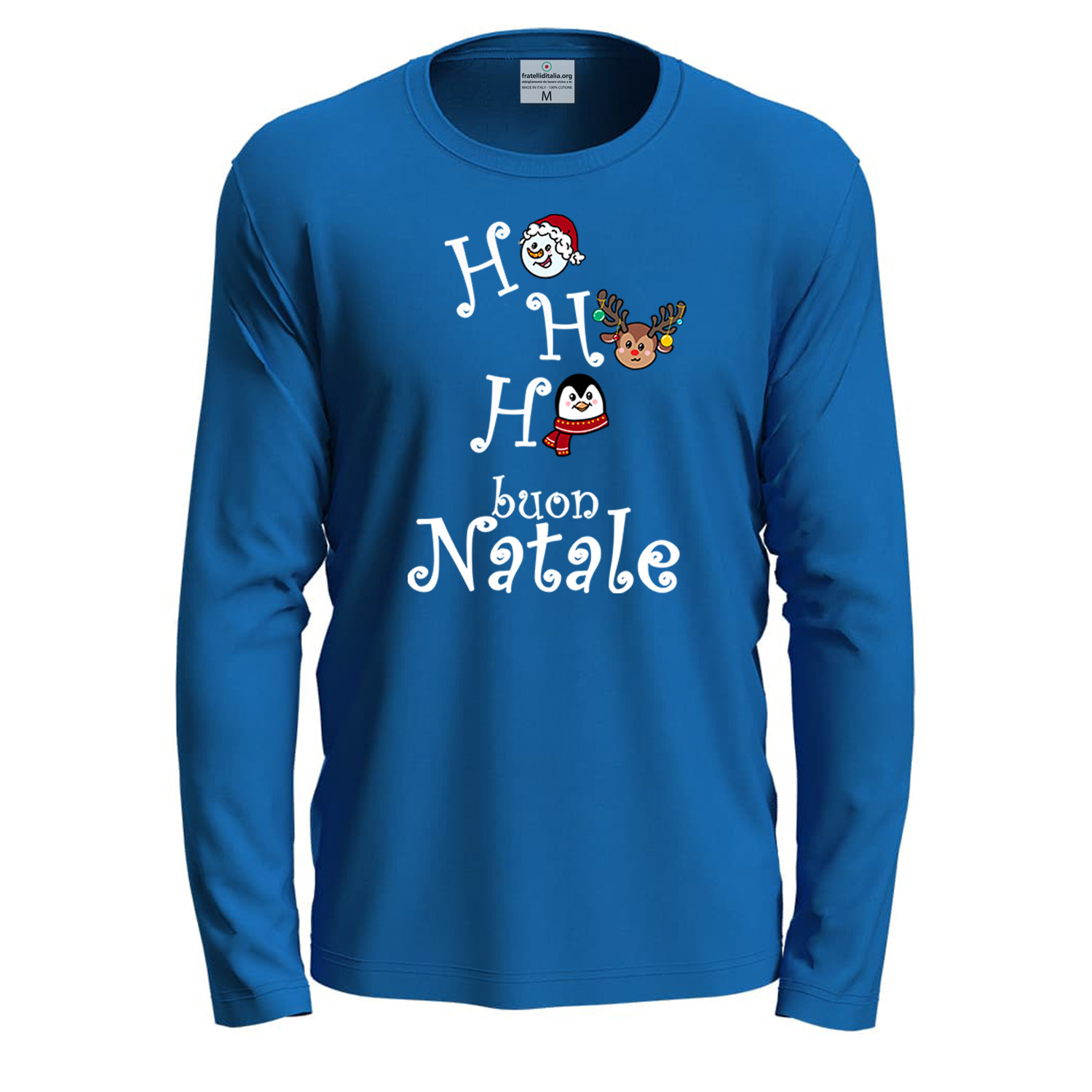 Maglietta girocollo manica lunga cotone unisex vigilia Natale uomo donna