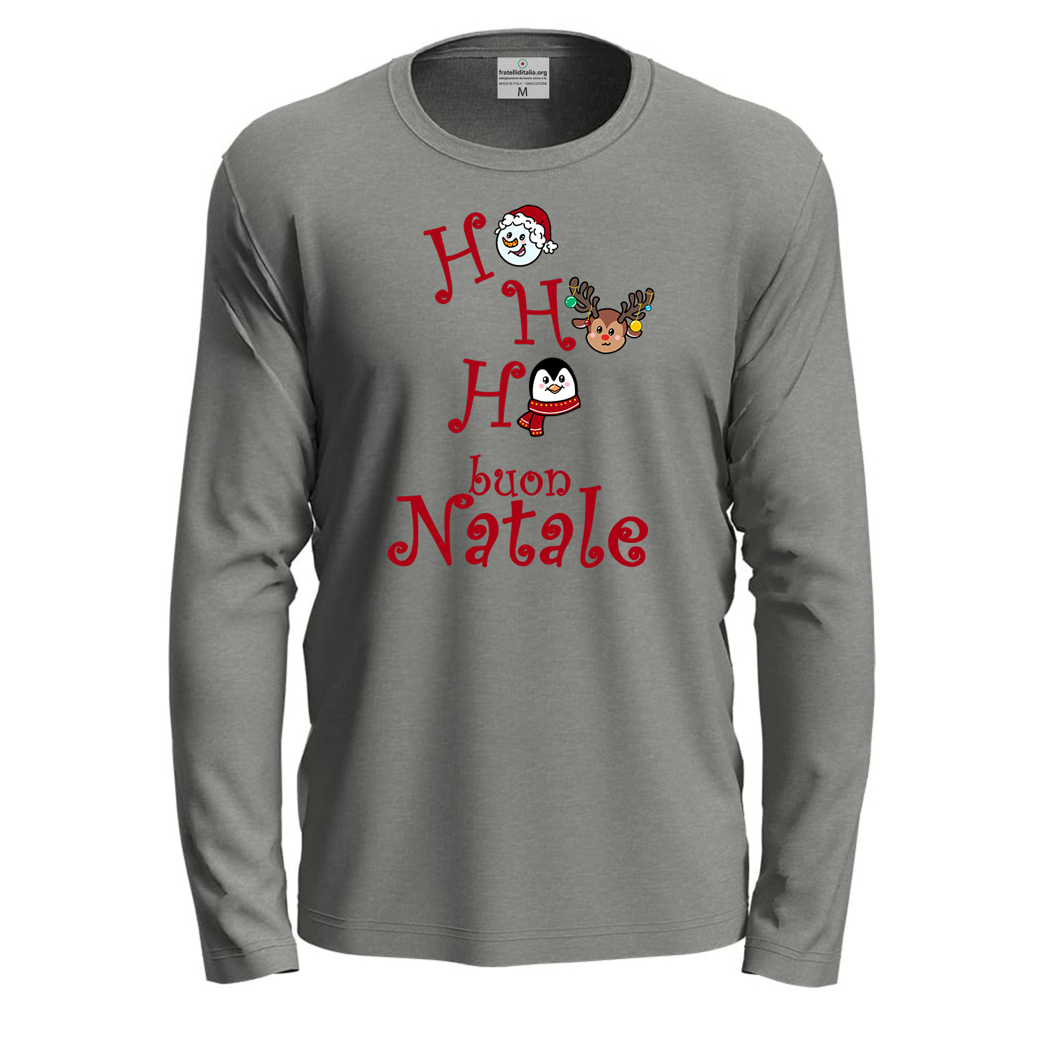 Maglietta girocollo manica lunga cotone unisex vigilia Natale uomo donna