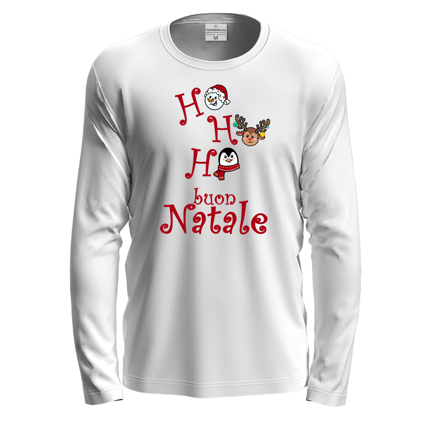 Maglietta girocollo manica lunga cotone unisex vigilia Natale uomo donna