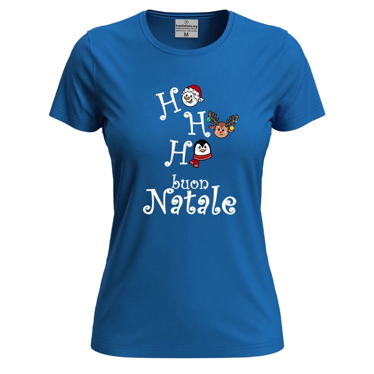 T-SHIRT maglia donna con stampa natalizia cotone Buone Feste abbigliamento Natale