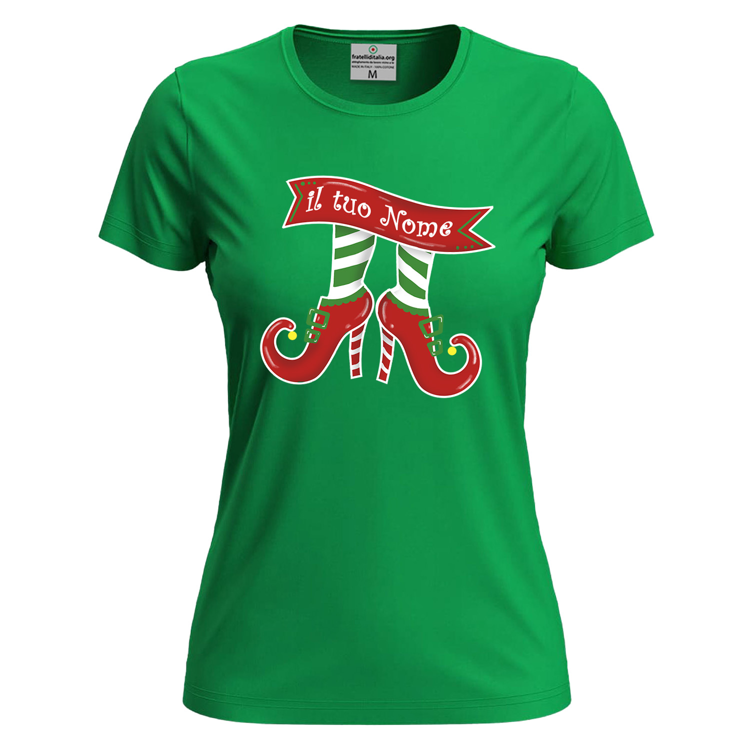 T-shirt natalizia donna con disegno a tema festivo personalizzabile idea regalo per le festività