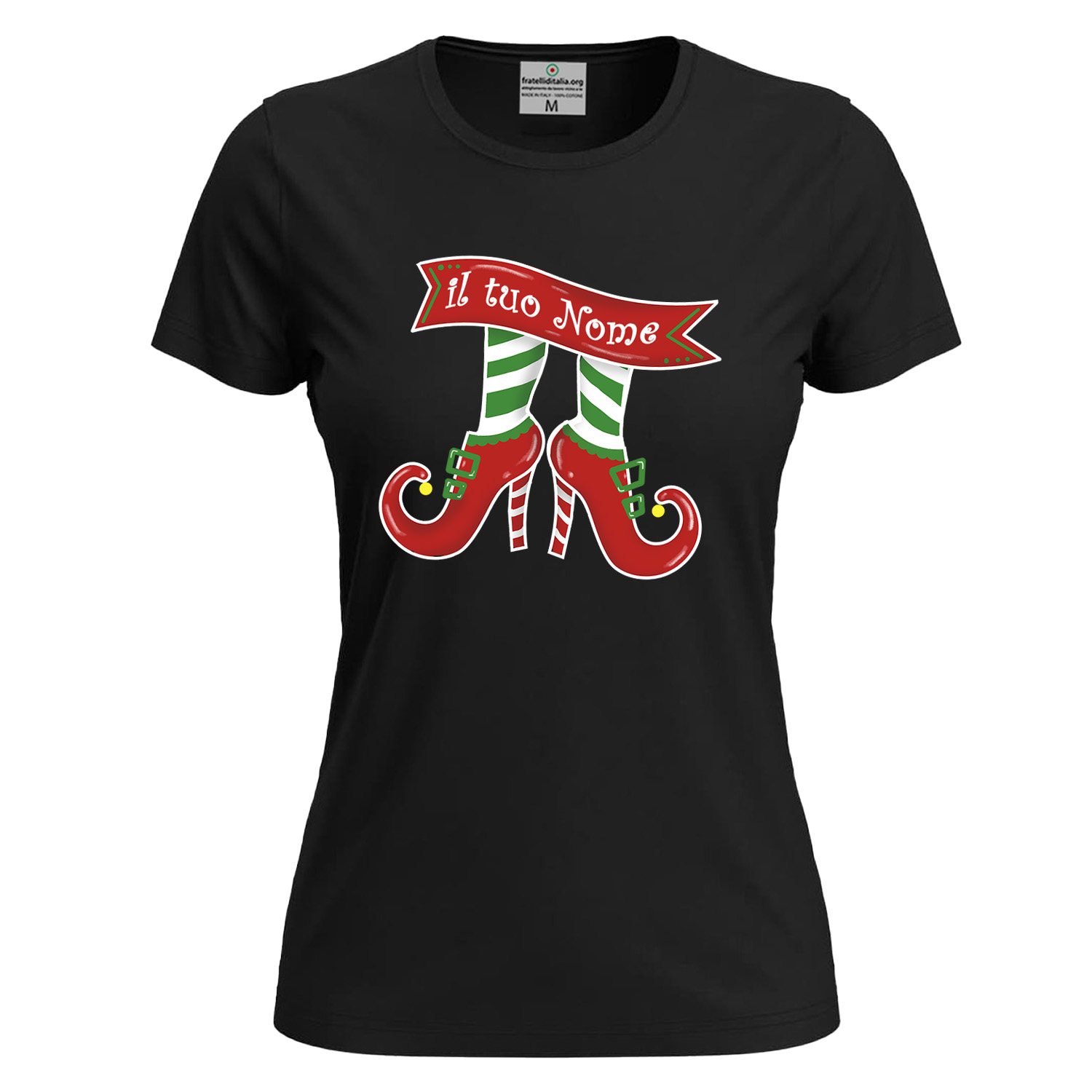 T-shirt natalizia donna con disegno a tema festivo personalizzabile idea regalo per le festività