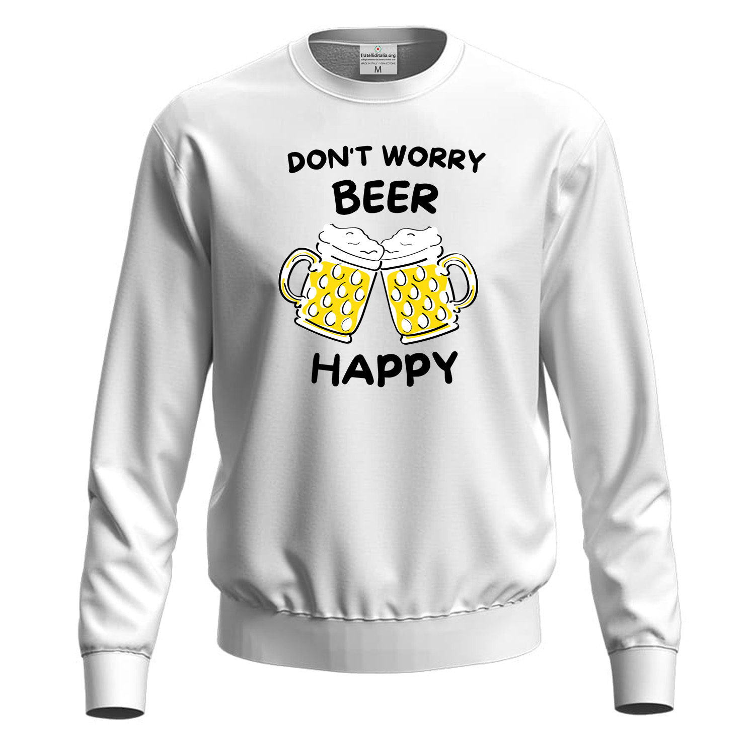 Felpa maglia unisex per barista BEER HAPPY birra birreria divertente uomo donna