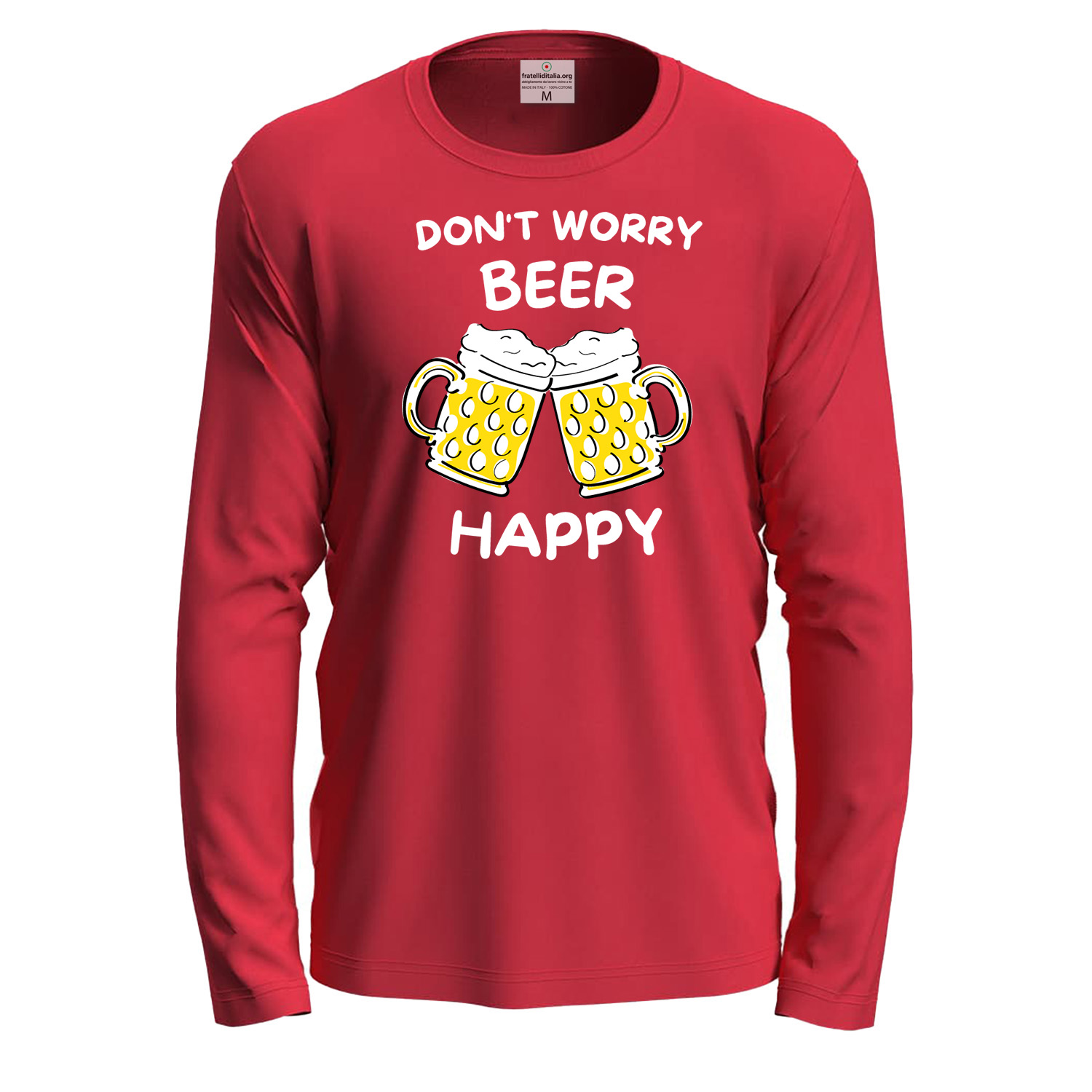T-shirt maglia cotone a manica lunga BEER HAPPY october fest uomo donna birra birreria pub