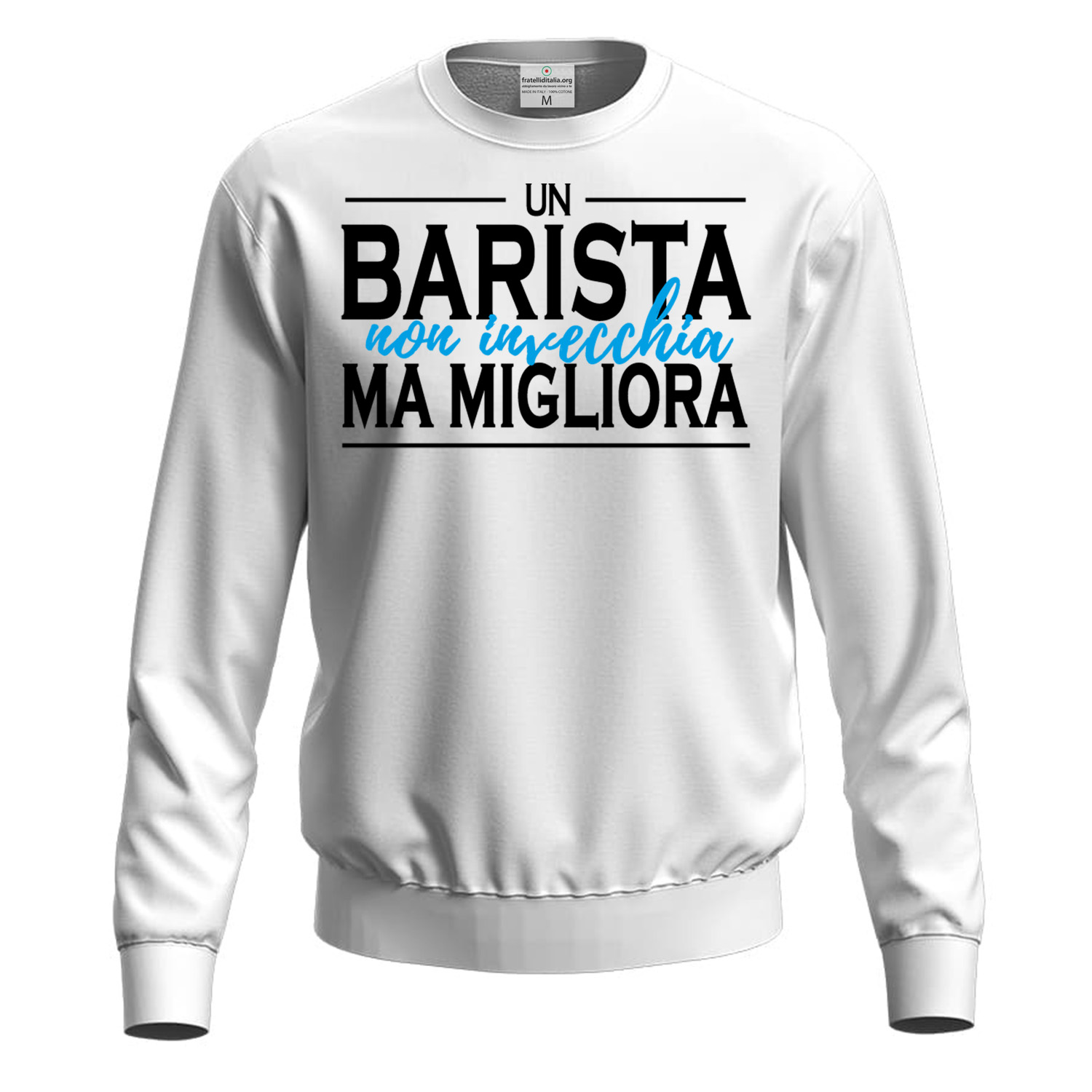 Felpa IL BARISTA NON INVECCHIA unisex per barista bar bistrot divertente stampa uomo