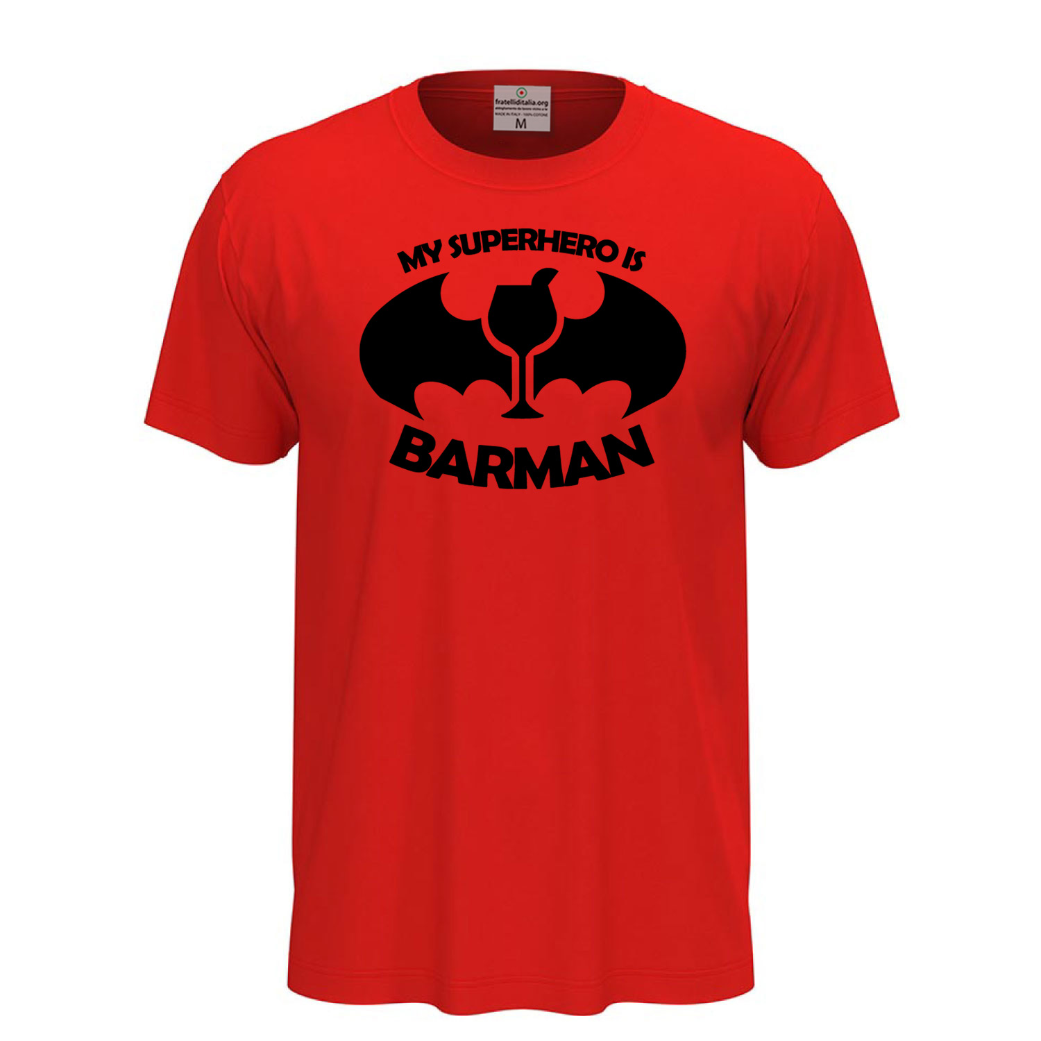 T-shirt maglia mezza manica con Stampa DTF BARMAN cartoni personaggi fumetti bar caffetteria idea regalo