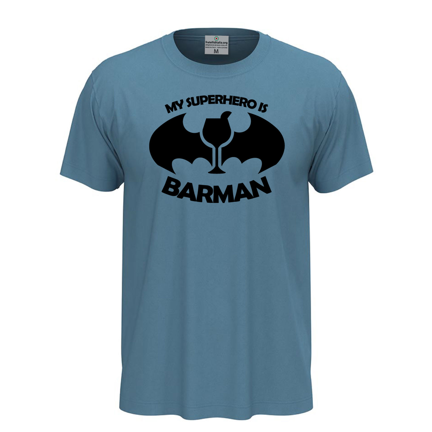 T-shirt maglia mezza manica con Stampa DTF BARMAN cartoni personaggi fumetti bar caffetteria idea regalo