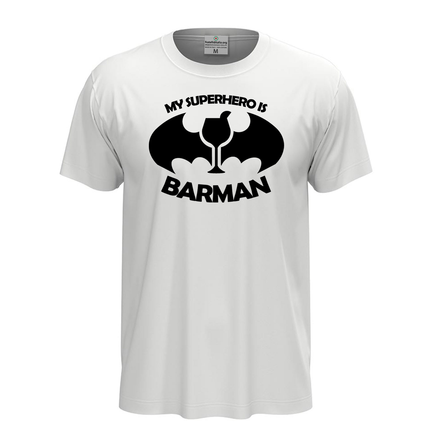 T-shirt maglia mezza manica con Stampa DTF BARMAN cartoni personaggi fumetti bar caffetteria idea regalo