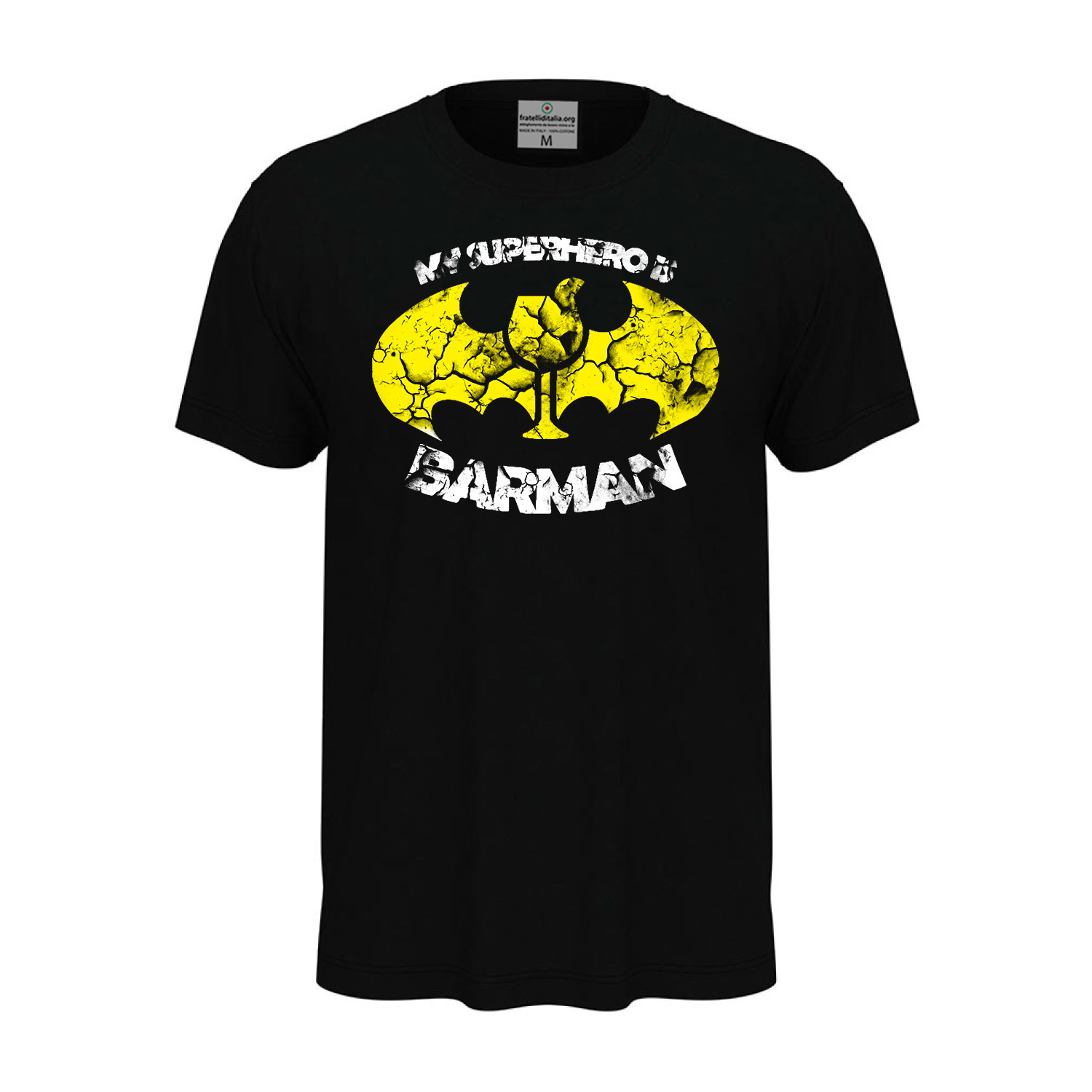 T-shirt maglia mezza manica con Stampa DTF BARMAN cartoni personaggi fumetti bar caffetteria idea regalo