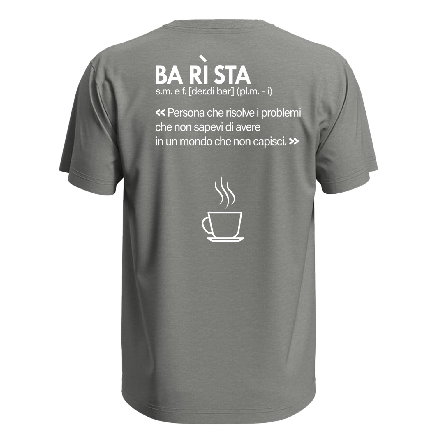 T-shirt classica mezza manica con stampa DTF Barista Definizione idea regalo uomo donna