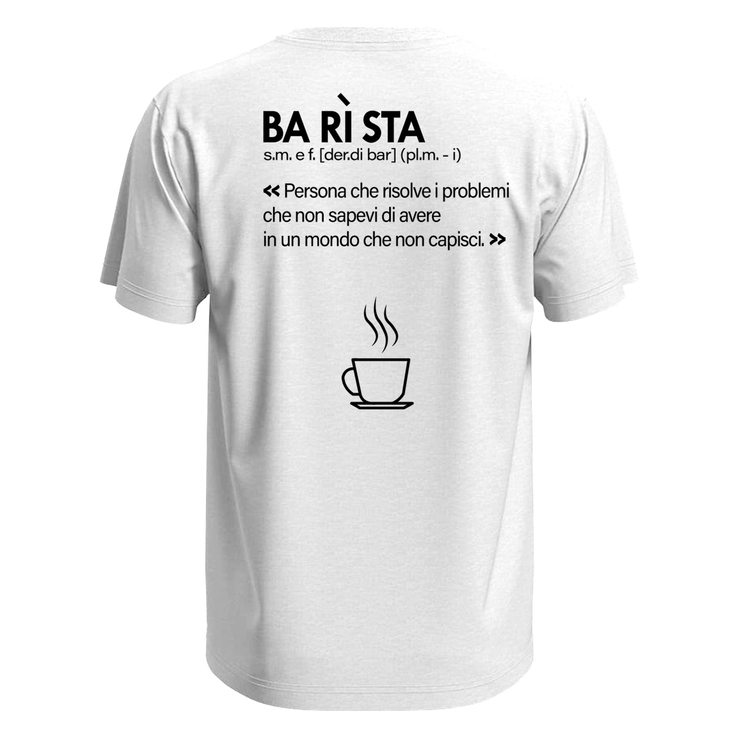 T-shirt classica mezza manica con stampa DTF Barista Definizione idea regalo uomo donna