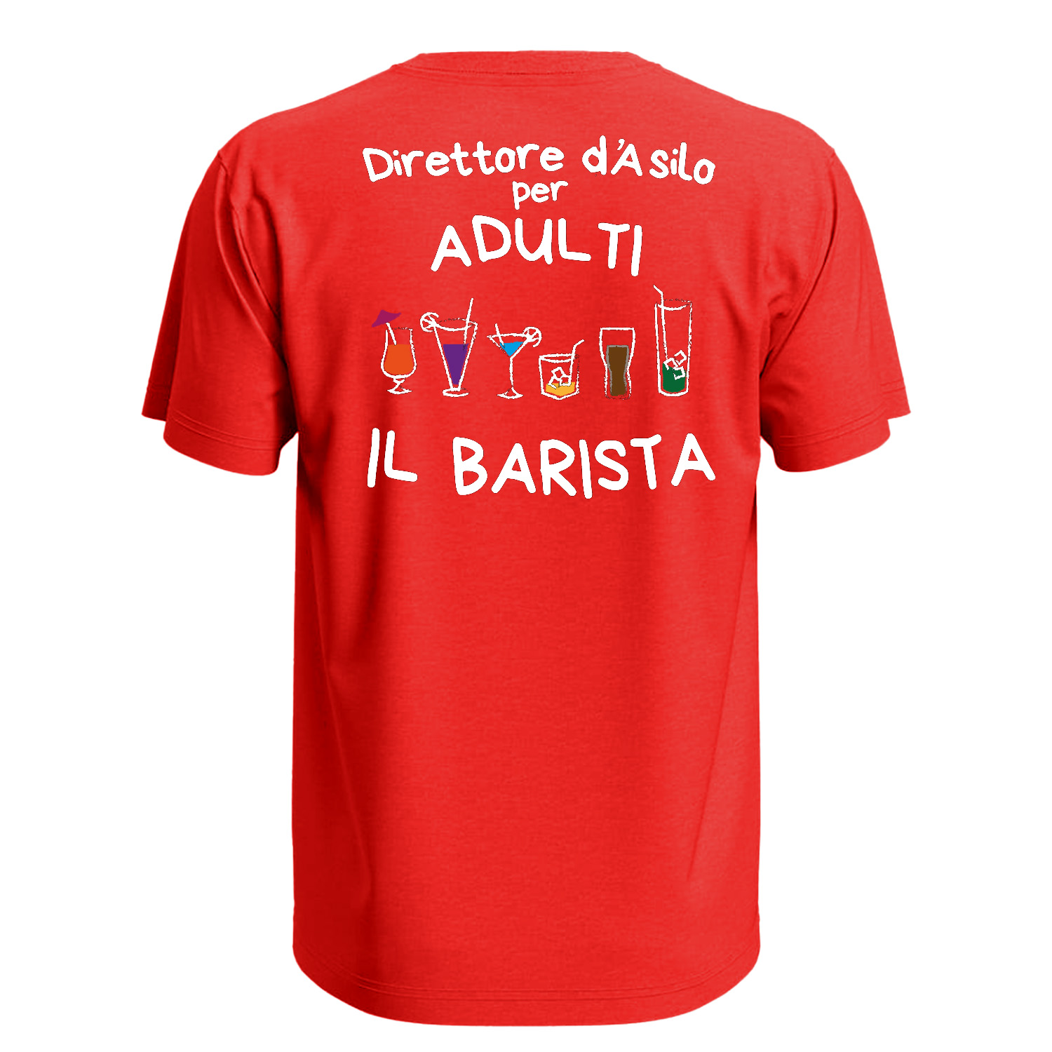 T-shirt maglia mezza manica con stampa ASILO PER ADULTI bar vineria birreria lavoro idea regalo uomo donna