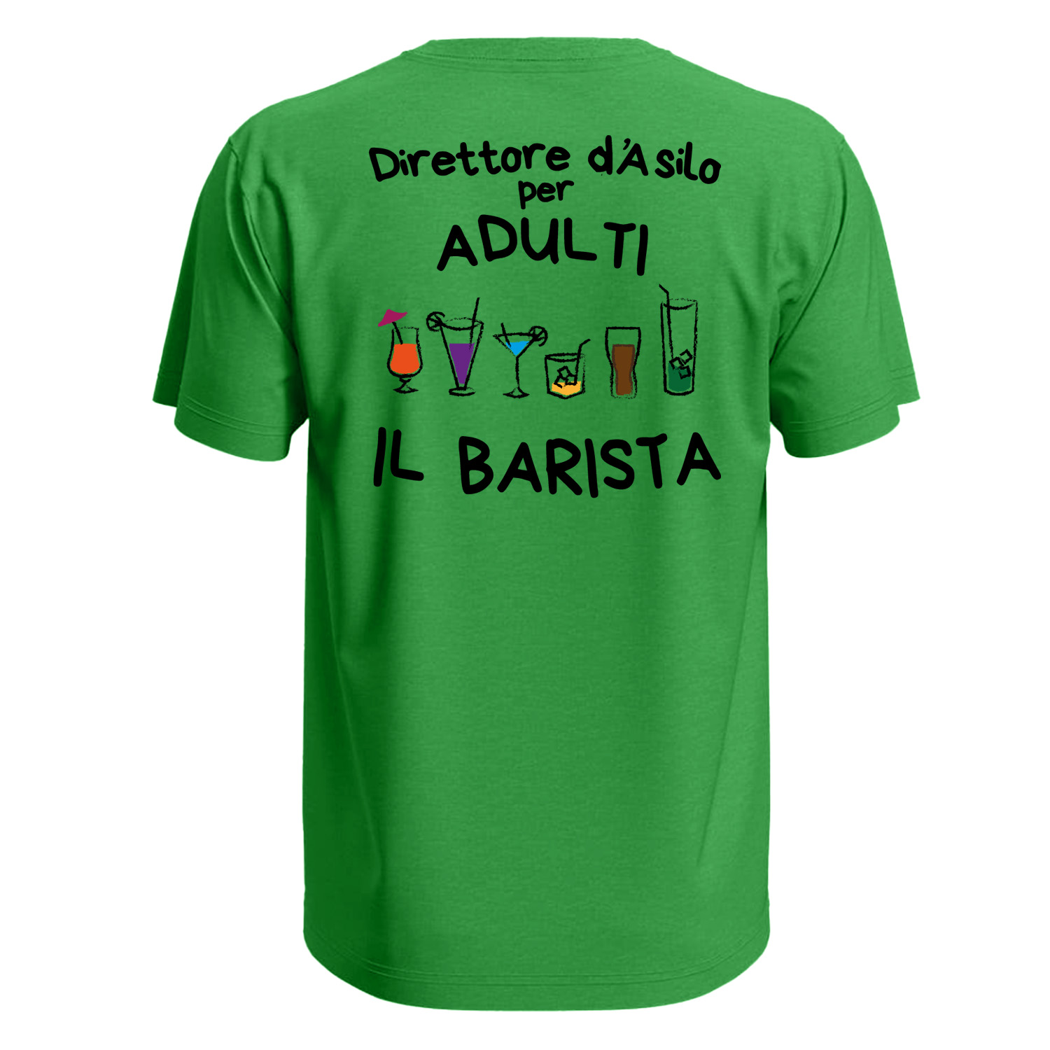 T-shirt maglia mezza manica con stampa ASILO PER ADULTI bar vineria birreria lavoro idea regalo uomo donna