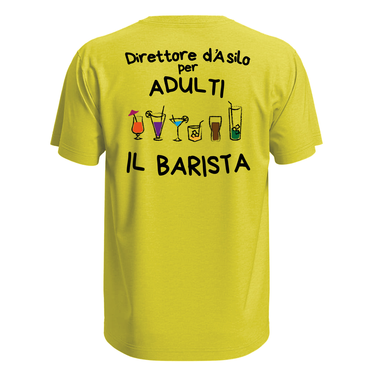 T-shirt maglia mezza manica con stampa ASILO PER ADULTI bar vineria birreria lavoro idea regalo uomo donna