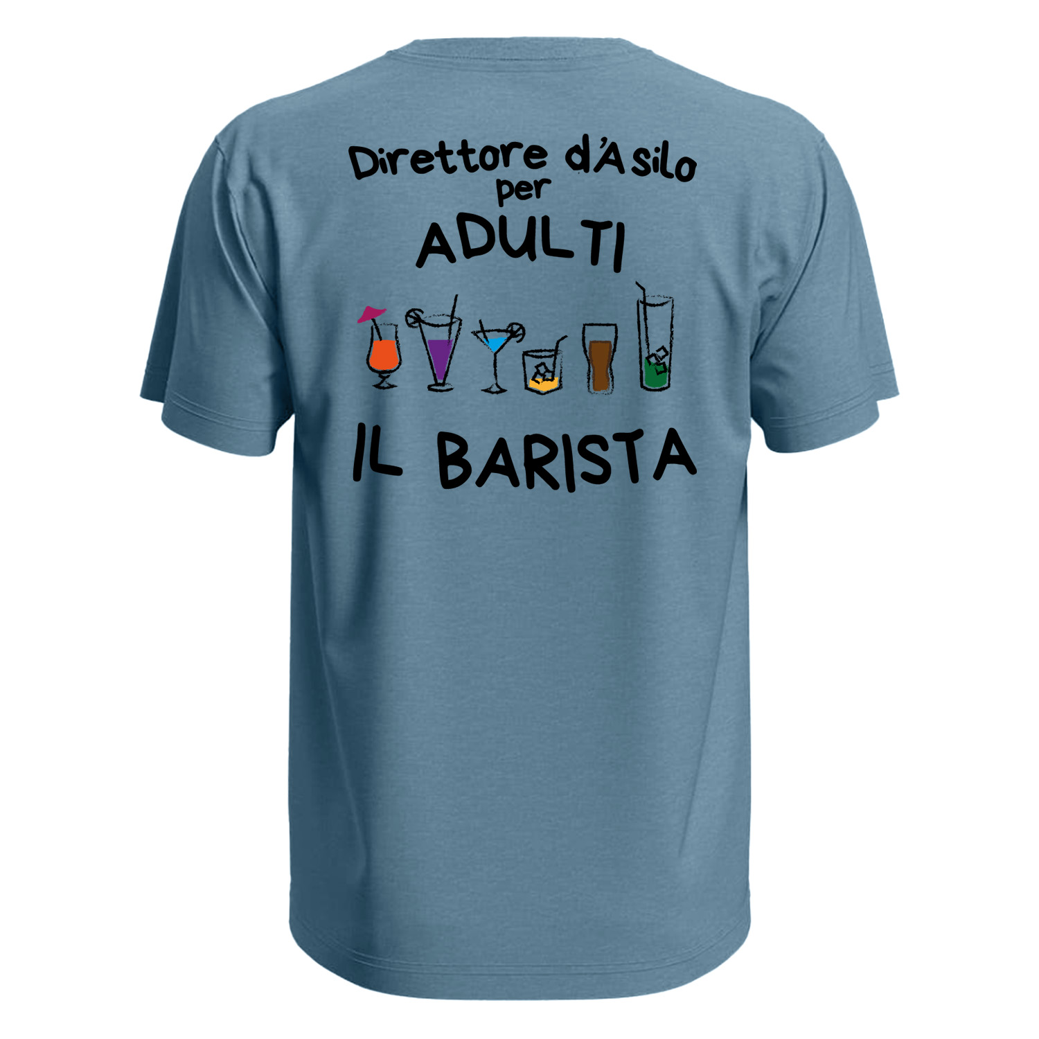 T-shirt maglia mezza manica con stampa ASILO PER ADULTI bar vineria birreria lavoro idea regalo uomo donna