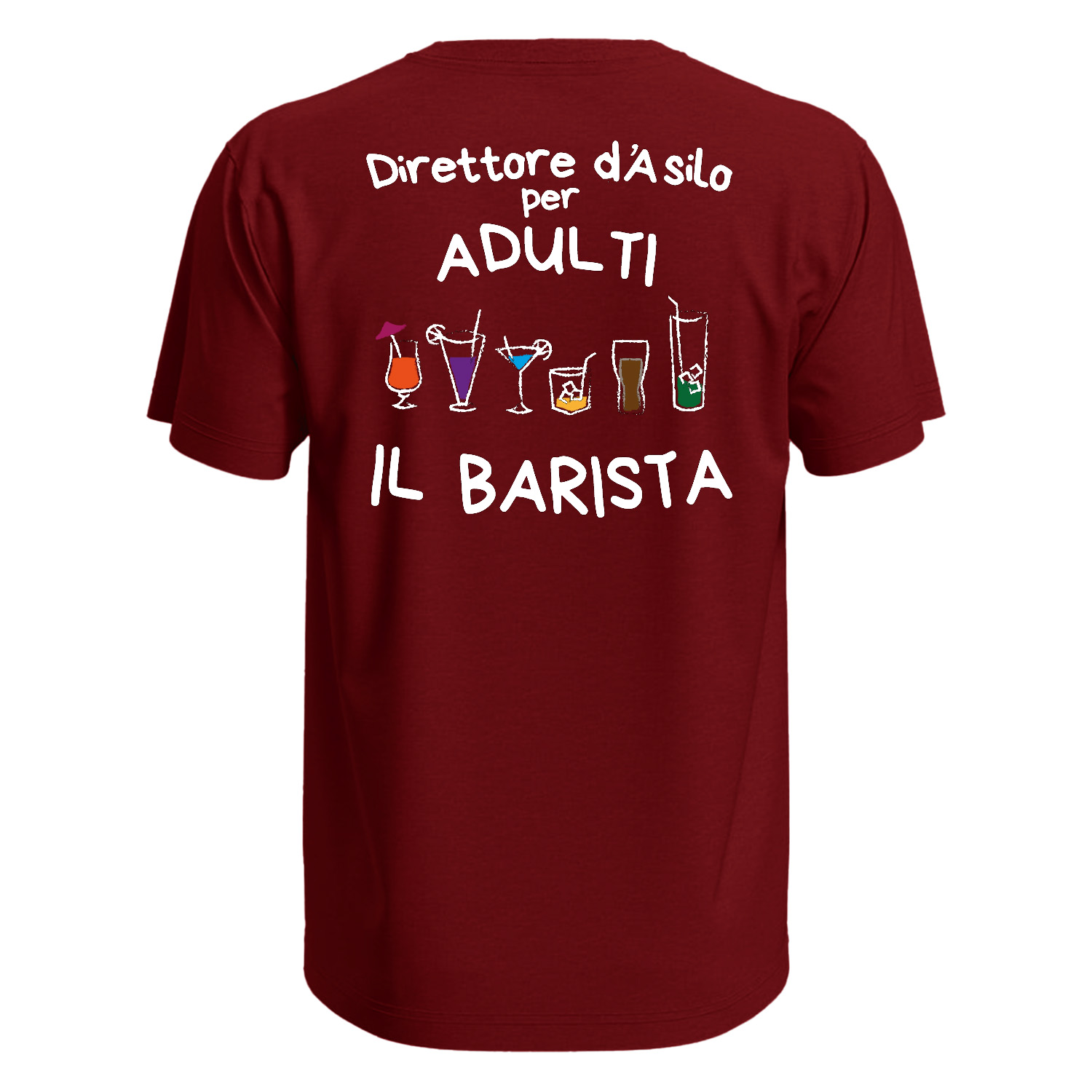 T-shirt maglia mezza manica con stampa ASILO PER ADULTI bar vineria birreria lavoro idea regalo uomo donna