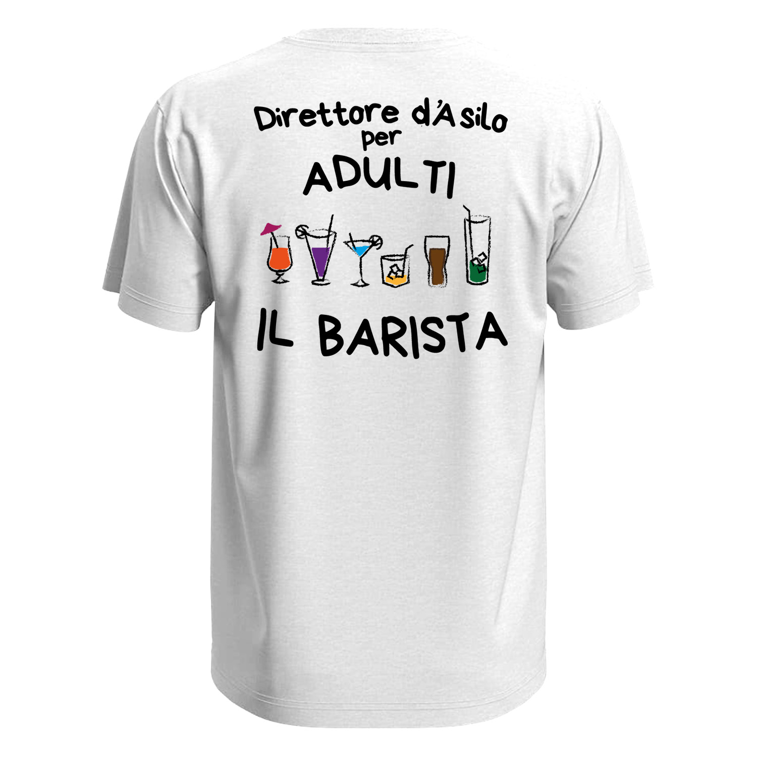 T-shirt maglia mezza manica con stampa ASILO PER ADULTI bar vineria birreria lavoro idea regalo uomo donna