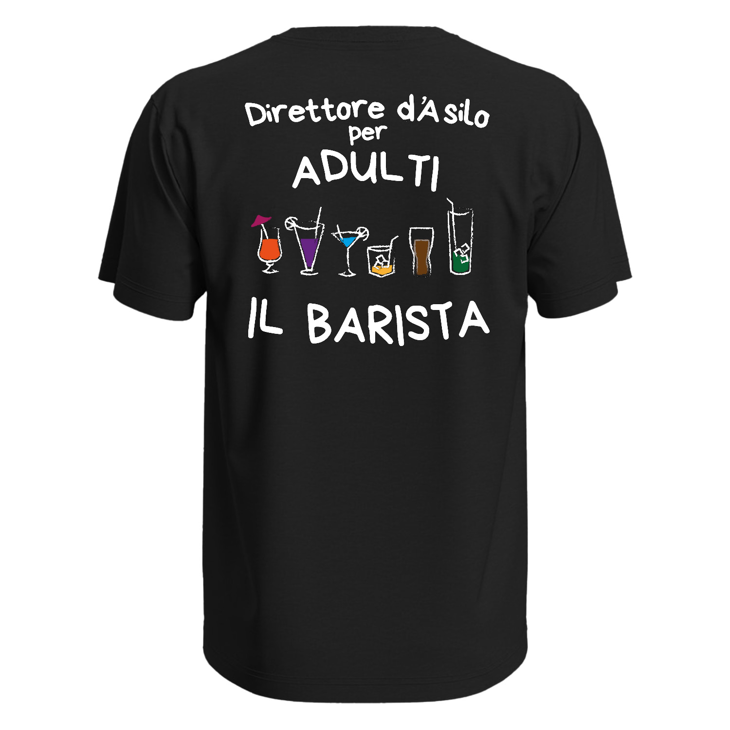 T-shirt maglia mezza manica con stampa ASILO PER ADULTI bar vineria birreria lavoro idea regalo uomo donna