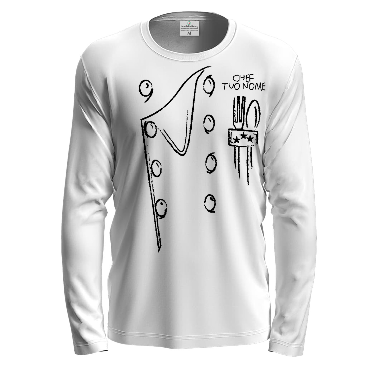 T-shirt classica a manica lunga con stampa DTF Casacca da cucina idea regalo uomo donna