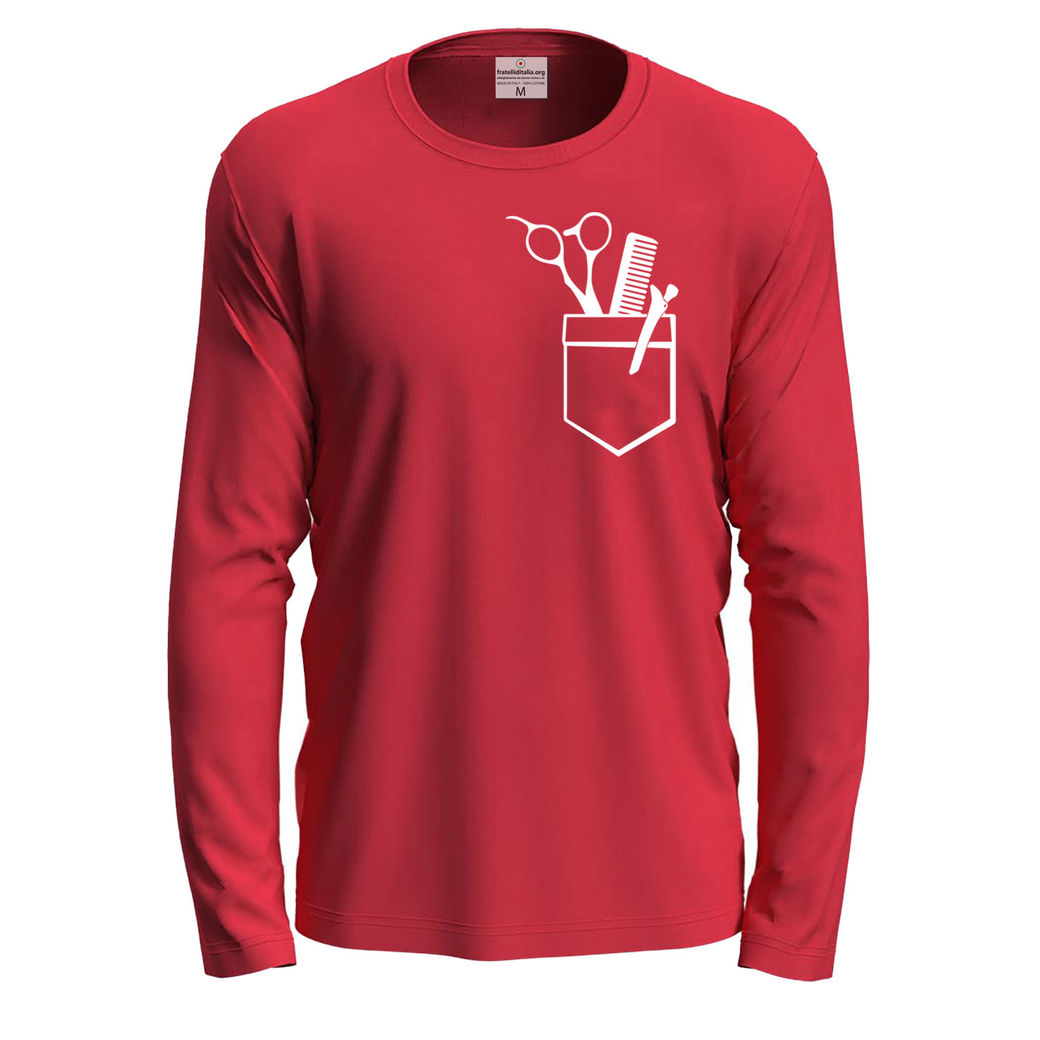 T-shirt a manica lunga con stampa DTF di qualità con stampa DTF idea regalo per barbieri e parrucchieri - Personalizzabili con nome o logo