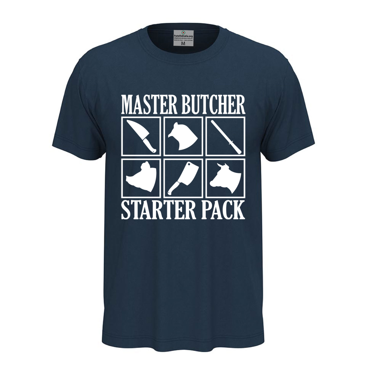 Klassisches Unisex-Kurzarm-T-Shirt mit DTF-Aufdruck „MASTER BUTCHER“, Geschenkidee für Metzger