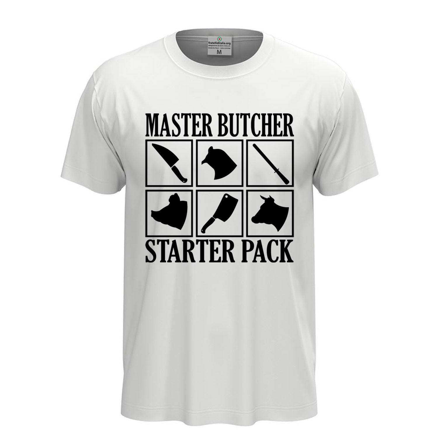 Klassisches Unisex-Kurzarm-T-Shirt mit DTF-Aufdruck „MASTER BUTCHER“, Geschenkidee für Metzger