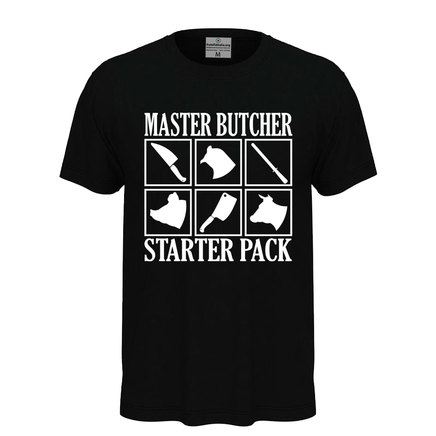 Klassisches Unisex-Kurzarm-T-Shirt mit DTF-Aufdruck „MASTER BUTCHER“, Geschenkidee für Metzger
