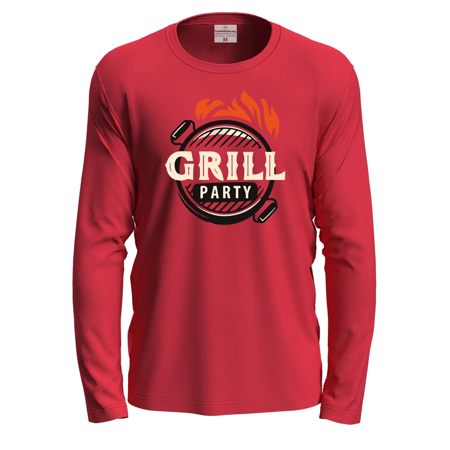 T-shirt a manica lunga con stampa DTF carne barbecue idea regalo per cuochi o amanti della griglia