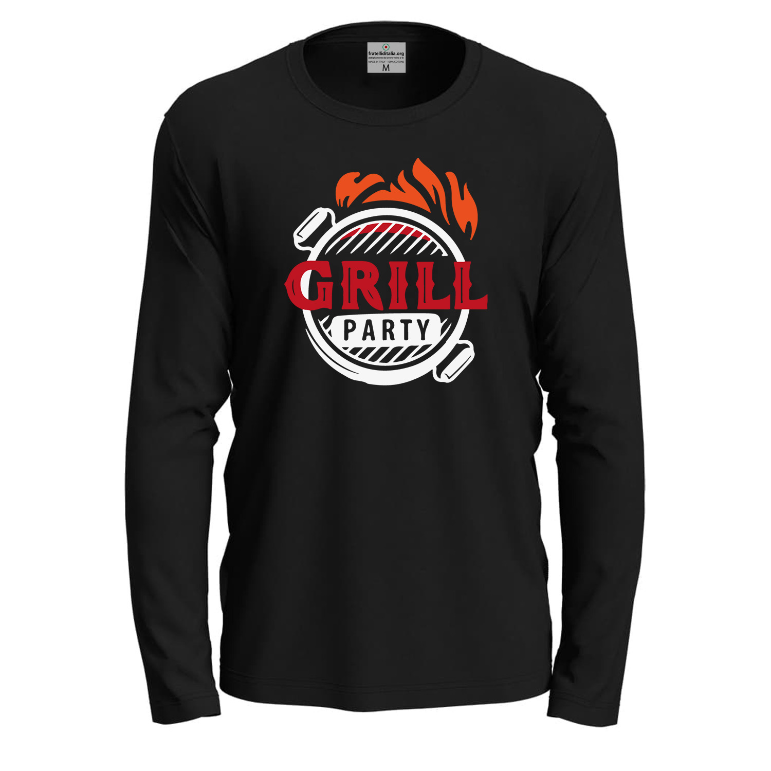 T-shirt a manica lunga con stampa DTF carne barbecue idea regalo per cuochi o amanti della griglia