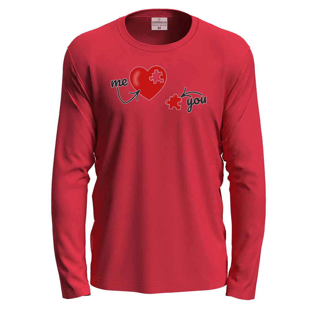 T-shirt à manches longues imprimé DTF « ME & YOU », jolie idée cadeau pour un couple à la Saint-Valentin.