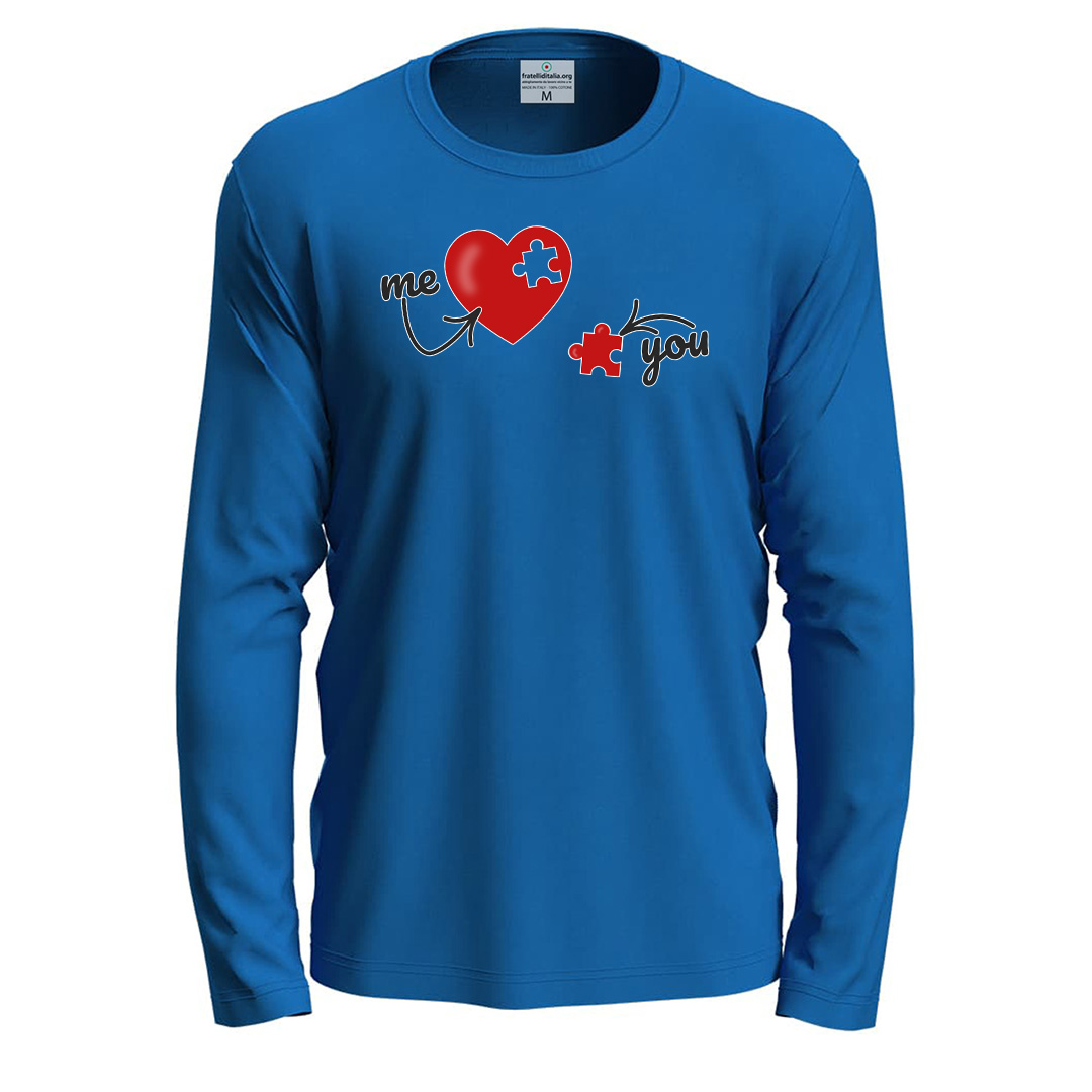 T-shirt à manches longues imprimé DTF « ME & YOU », jolie idée cadeau pour un couple à la Saint-Valentin.
