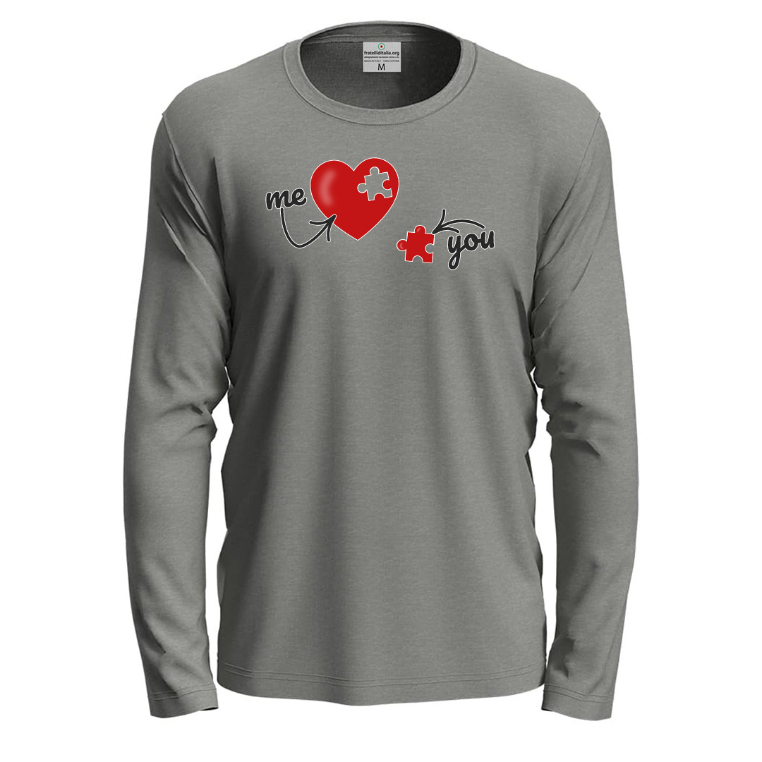 T-shirt à manches longues imprimé DTF « ME & YOU », jolie idée cadeau pour un couple à la Saint-Valentin.