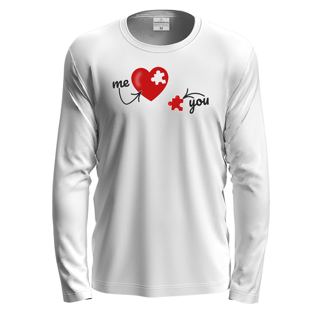 T-shirt à manches longues imprimé DTF « ME & YOU », jolie idée cadeau pour un couple à la Saint-Valentin.