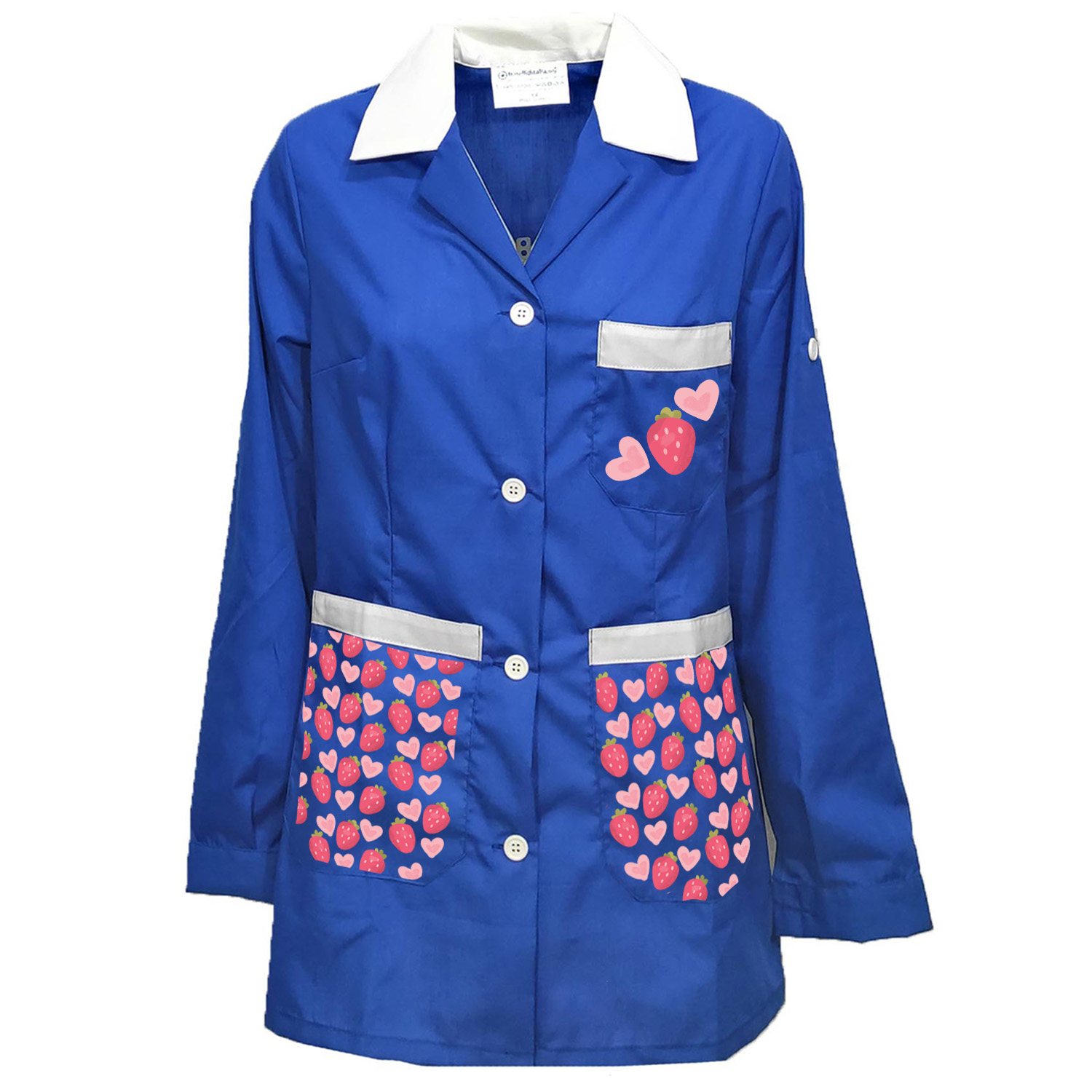 Camice Grembiule Maestra bidella Scuola Asilo infanzia educatrice bottoni San Valentino lavoro