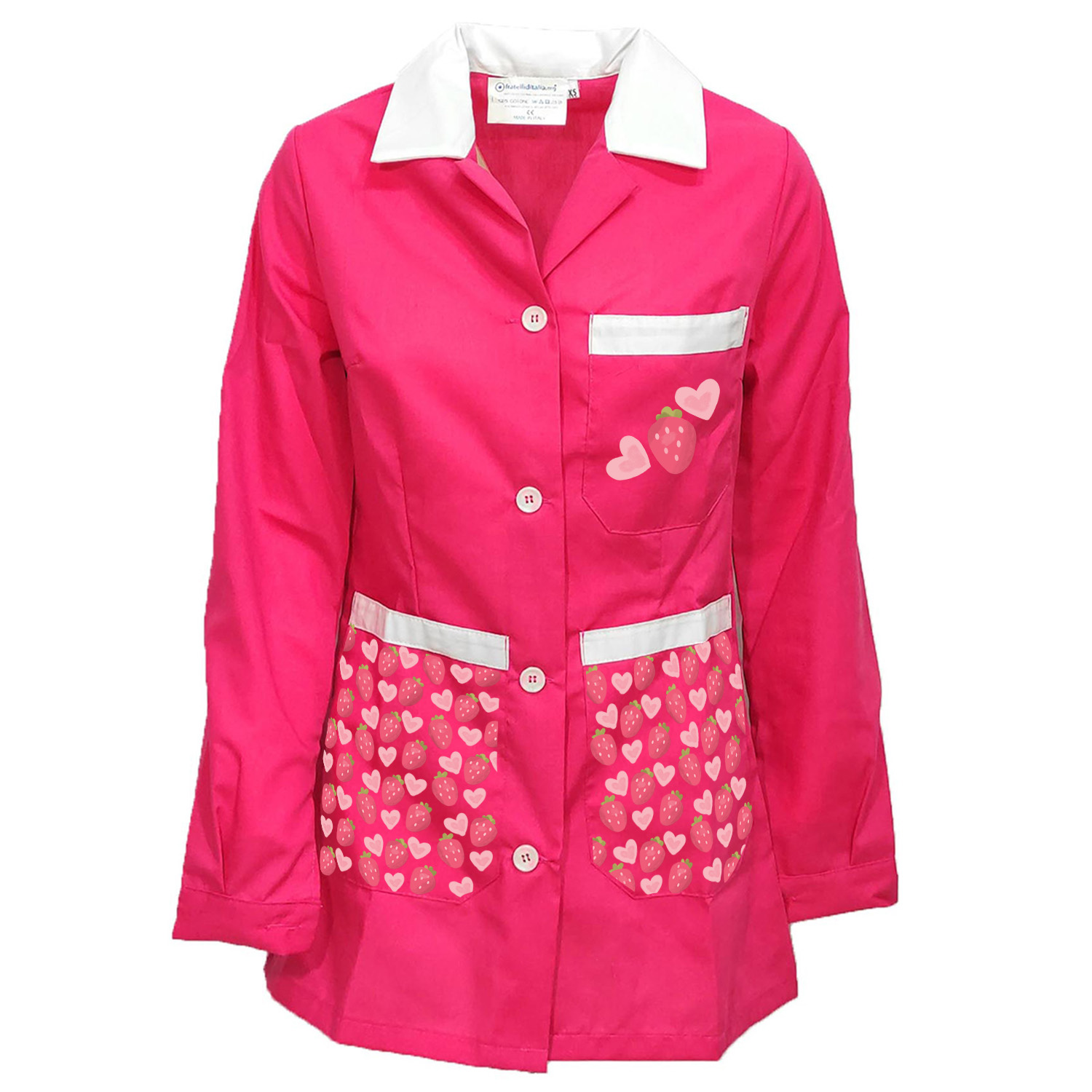 Camice Grembiule Maestra bidella Scuola Asilo infanzia educatrice bottoni San Valentino lavoro