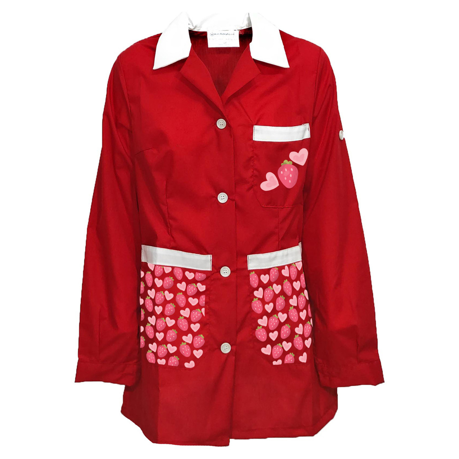 Camice Grembiule Maestra bidella Scuola Asilo infanzia educatrice bottoni San Valentino lavoro