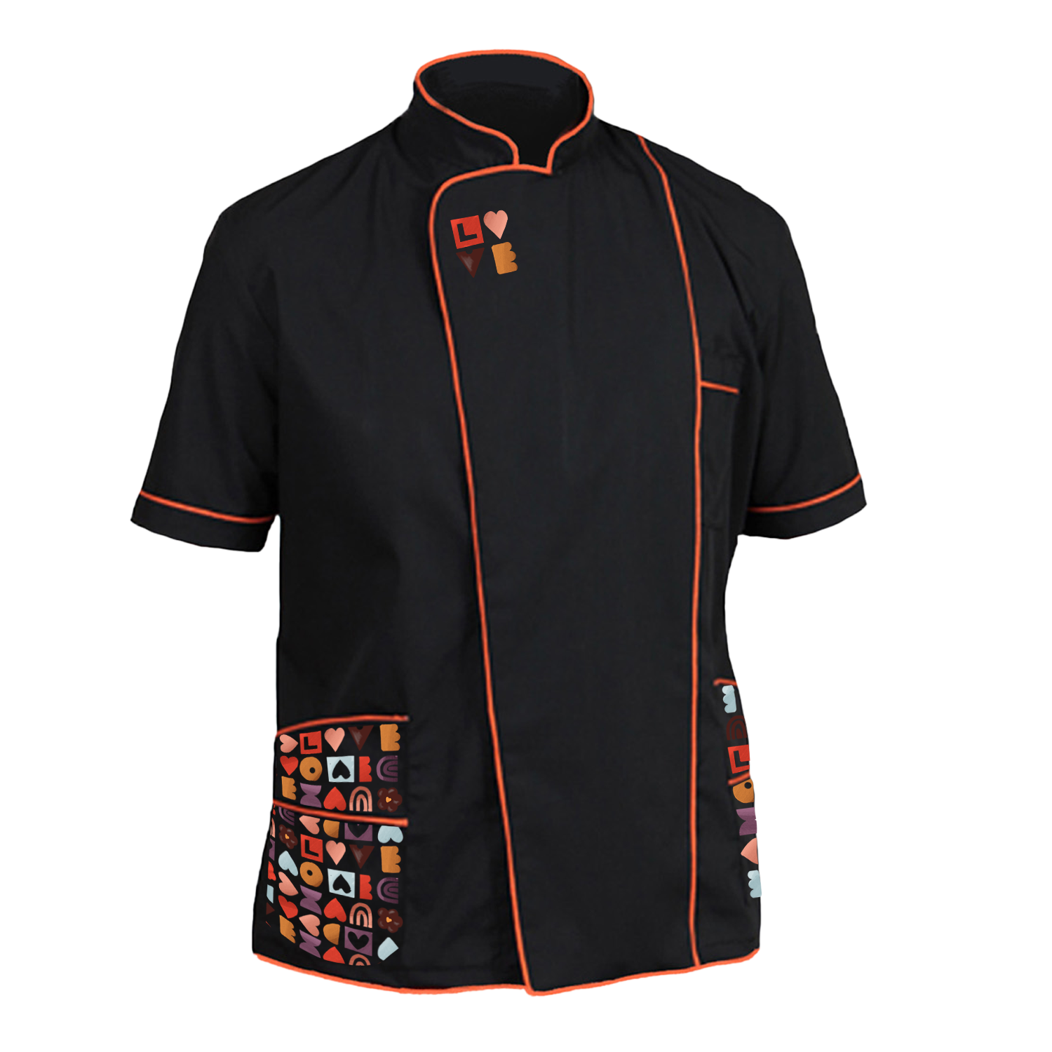 Barber\'s jacket work, beauty center, hairdresser men\'s groomer with Valentine\'s themed print