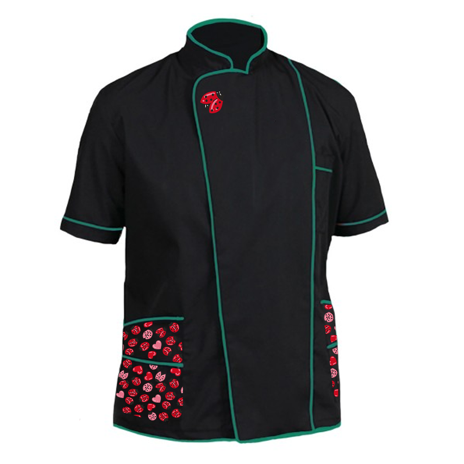 Barber\'s jacket work, beauty center, hairdresser men\'s groomer with Valentine\'s themed print