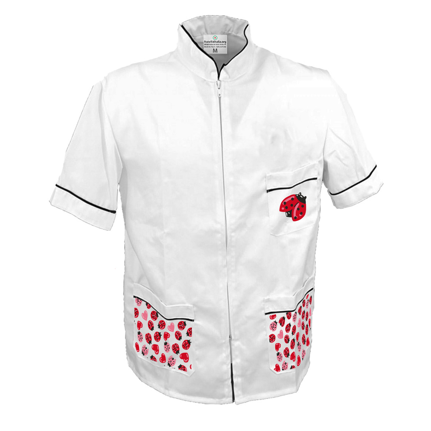 Barber\'s jacket work, beauty center, hairdresser men\'s groomer with Valentine\'s themed print