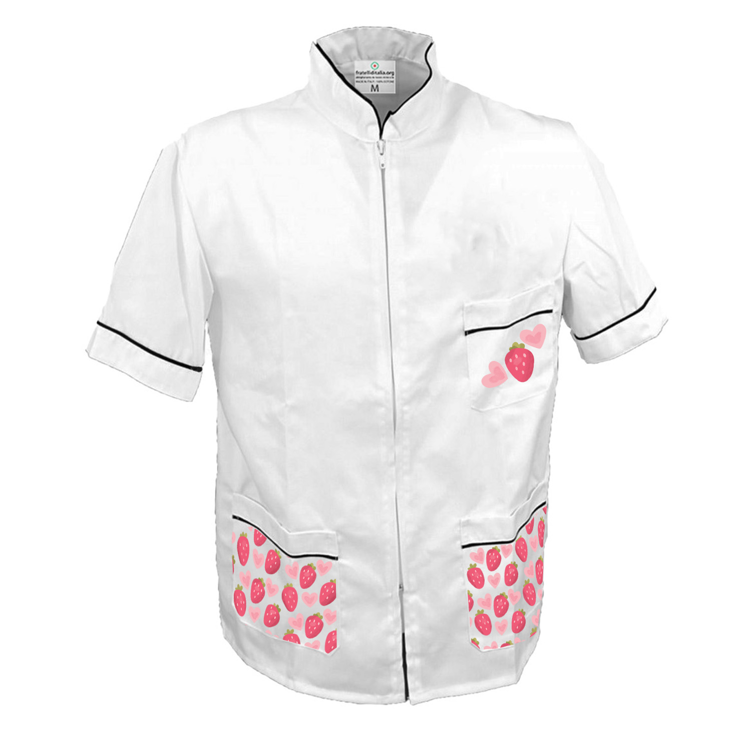 Barber\'s jacket work, beauty center, hairdresser men\'s groomer with Valentine\'s themed print