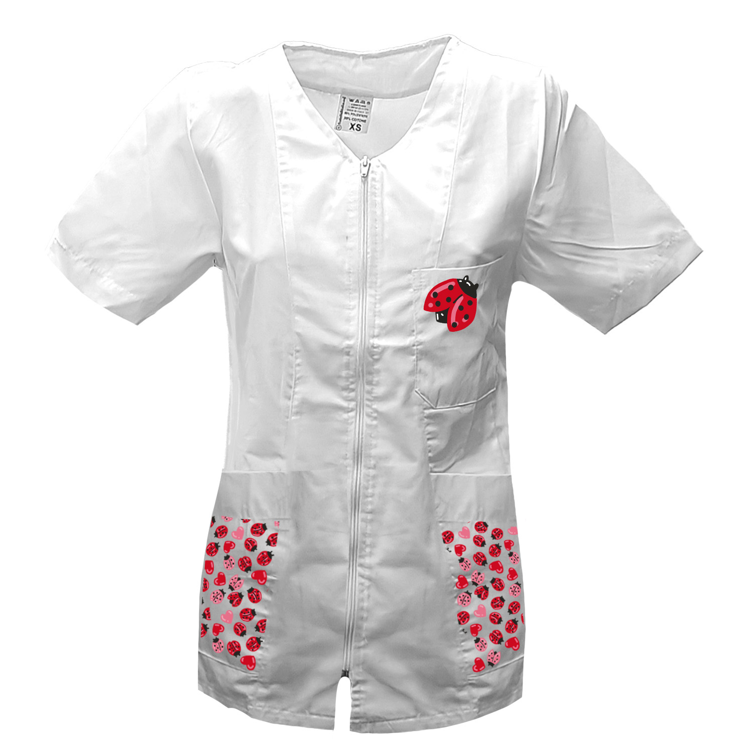 Camice grembiule lavoro Donna zip estetista maestra parrucchiera infermiera e toelettatori san Valentino