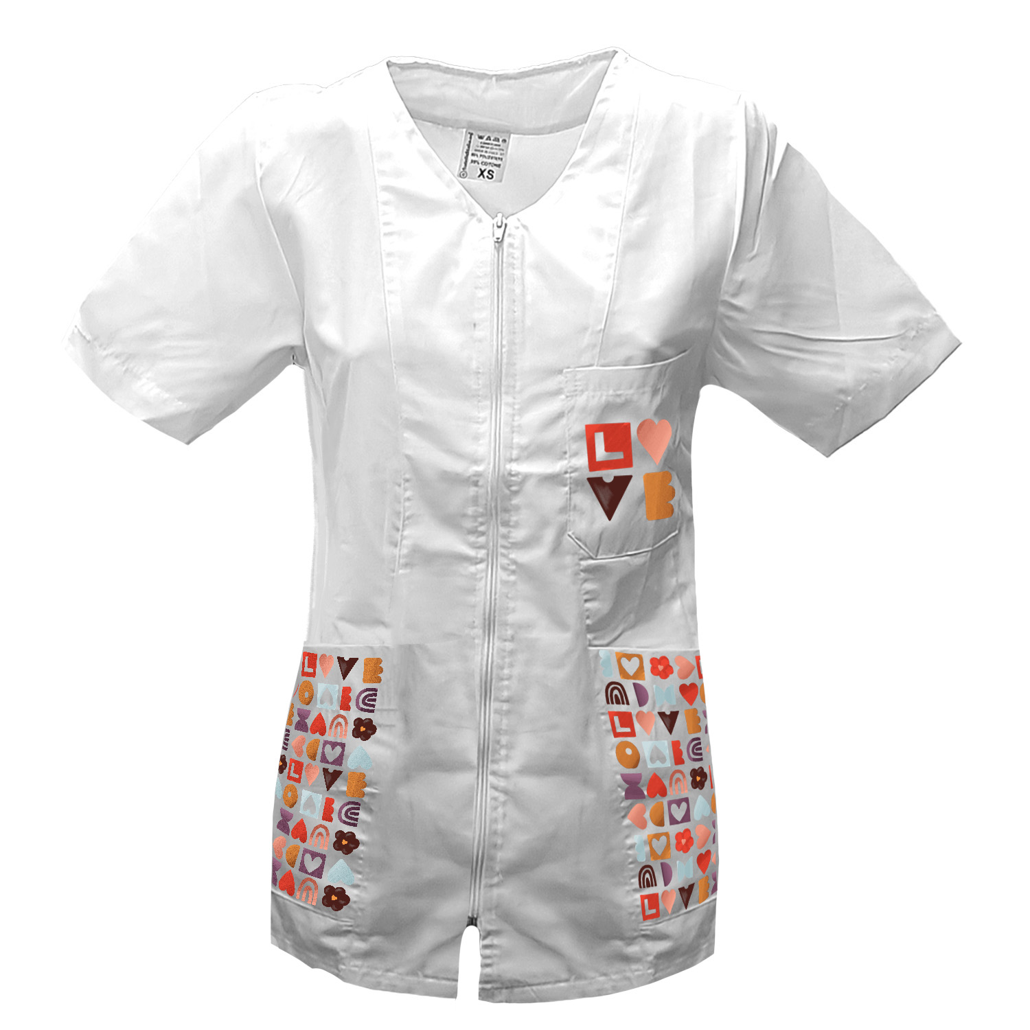 Camice grembiule lavoro Donna zip estetista maestra parrucchiera infermiera e toelettatori san Valentino